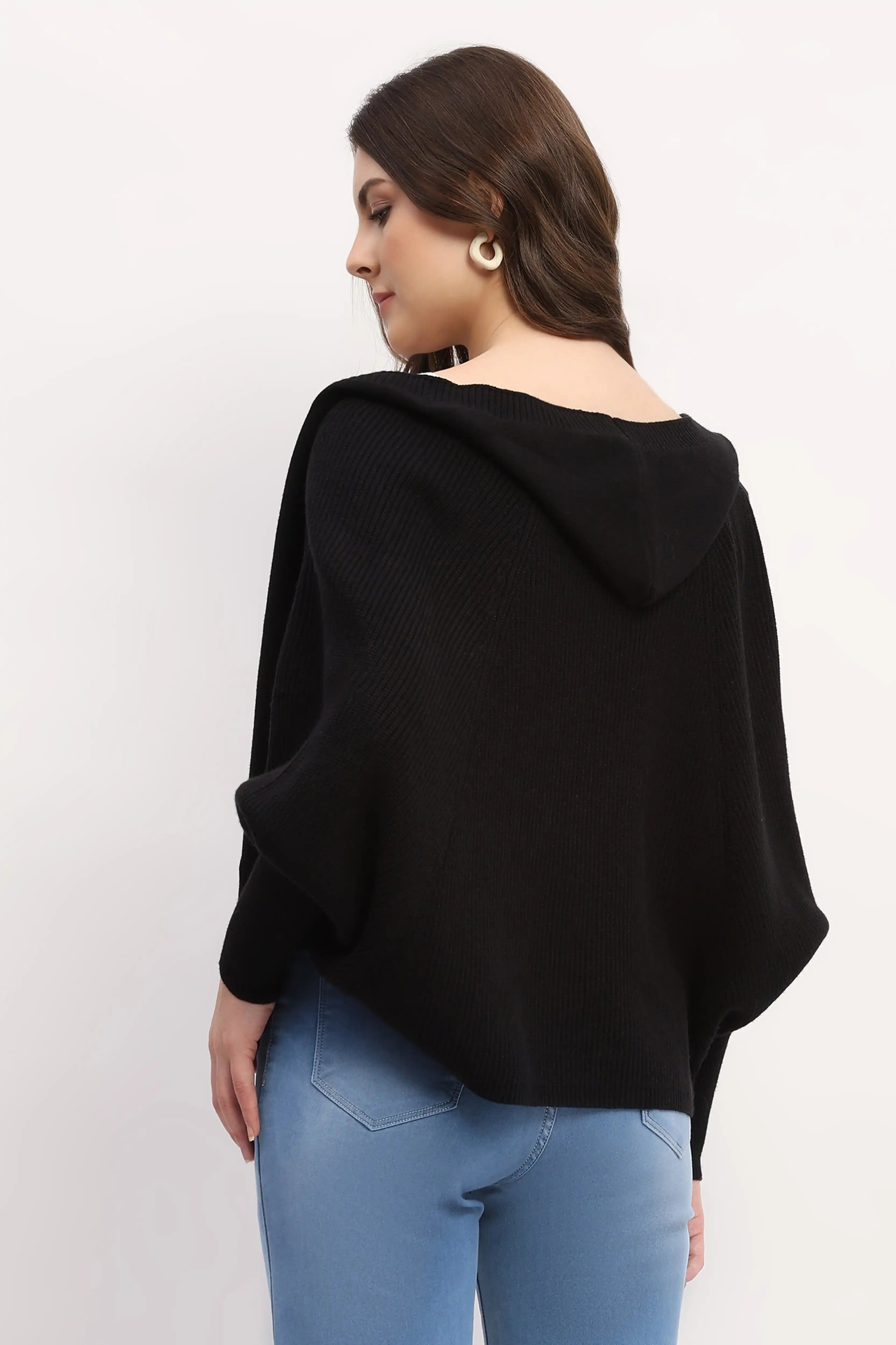 Black Hooded Winter Shrug