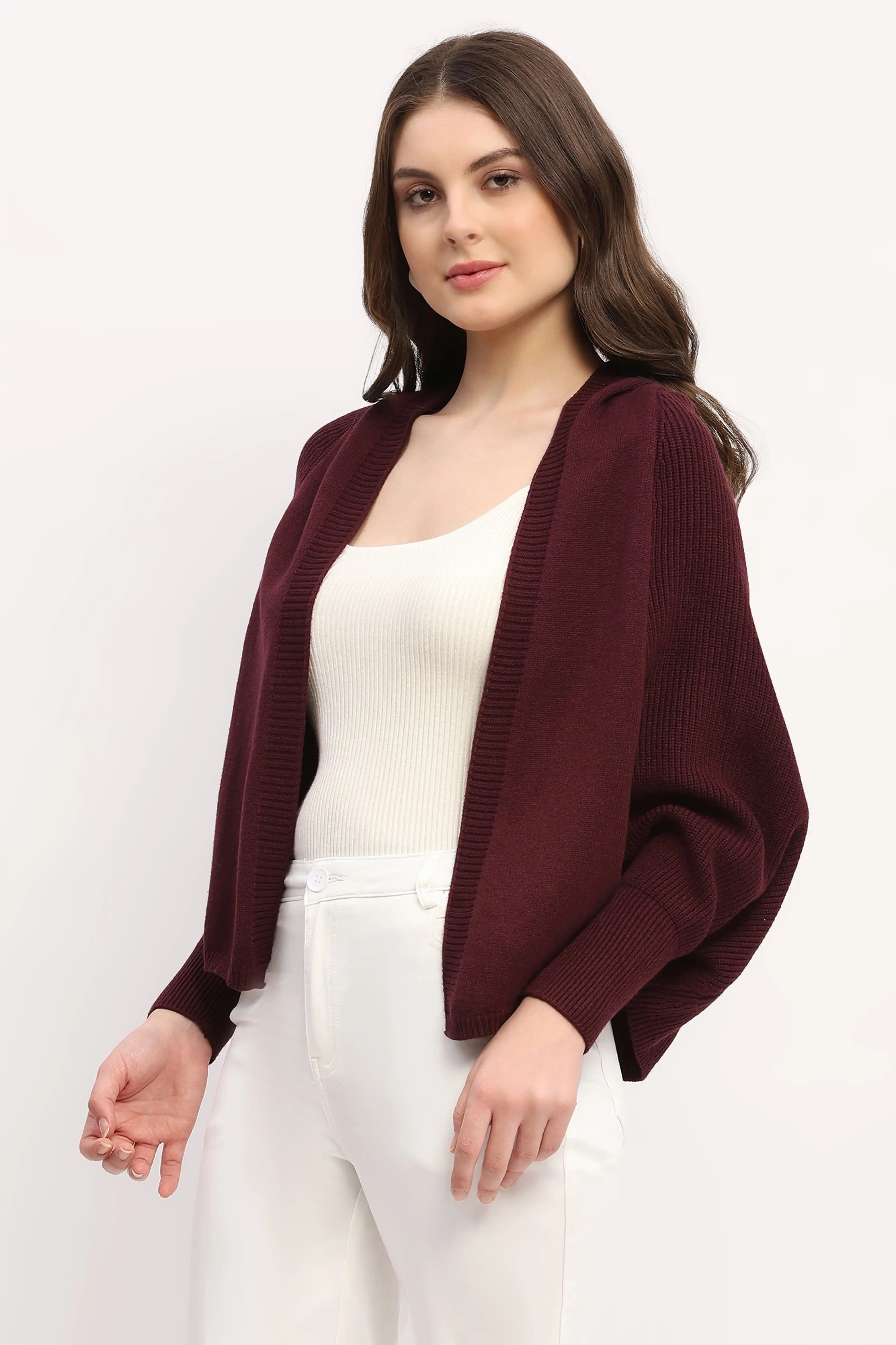 Wine Hooded Winter Shrug