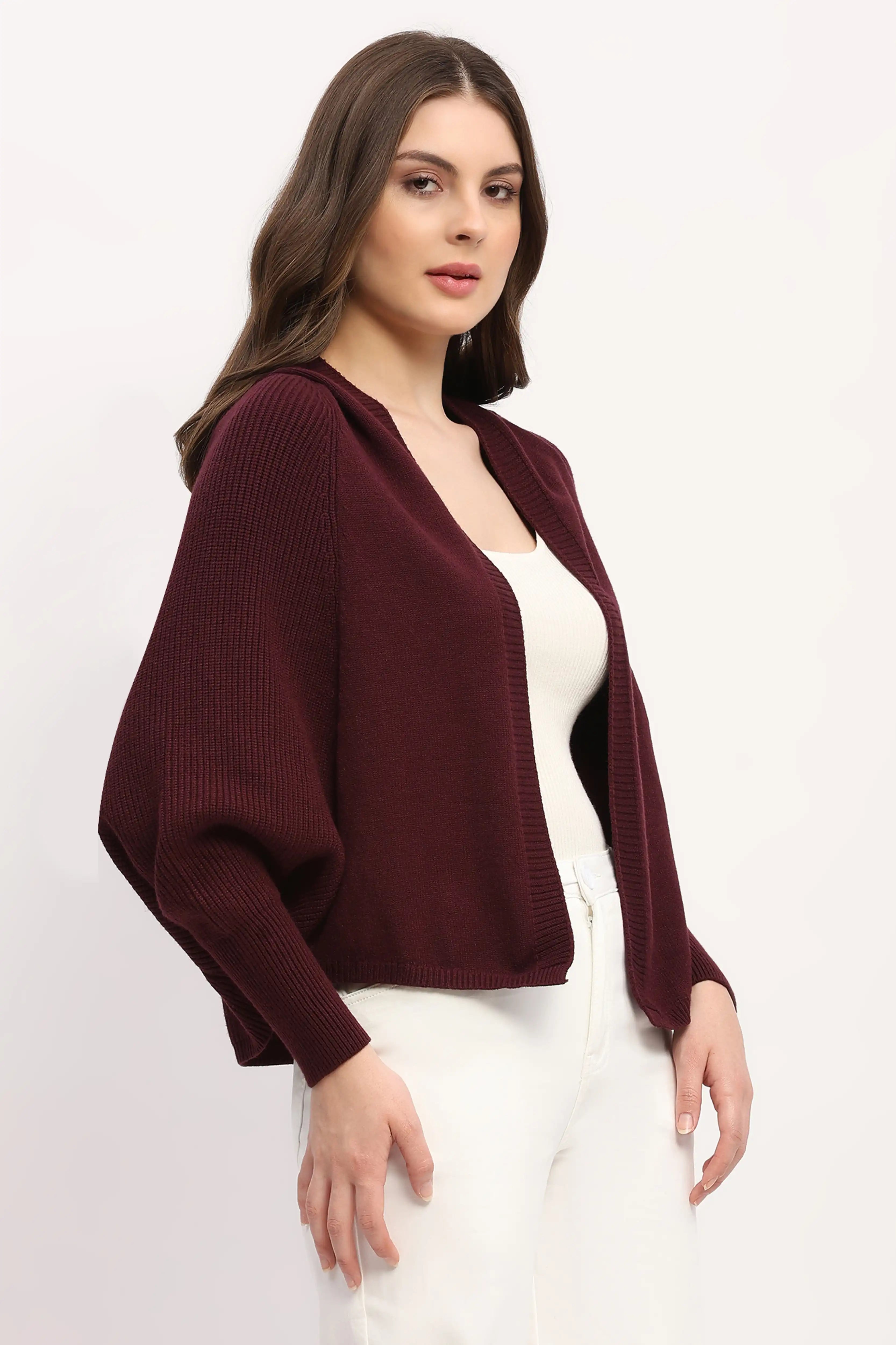 Wine Hooded Winter Shrug