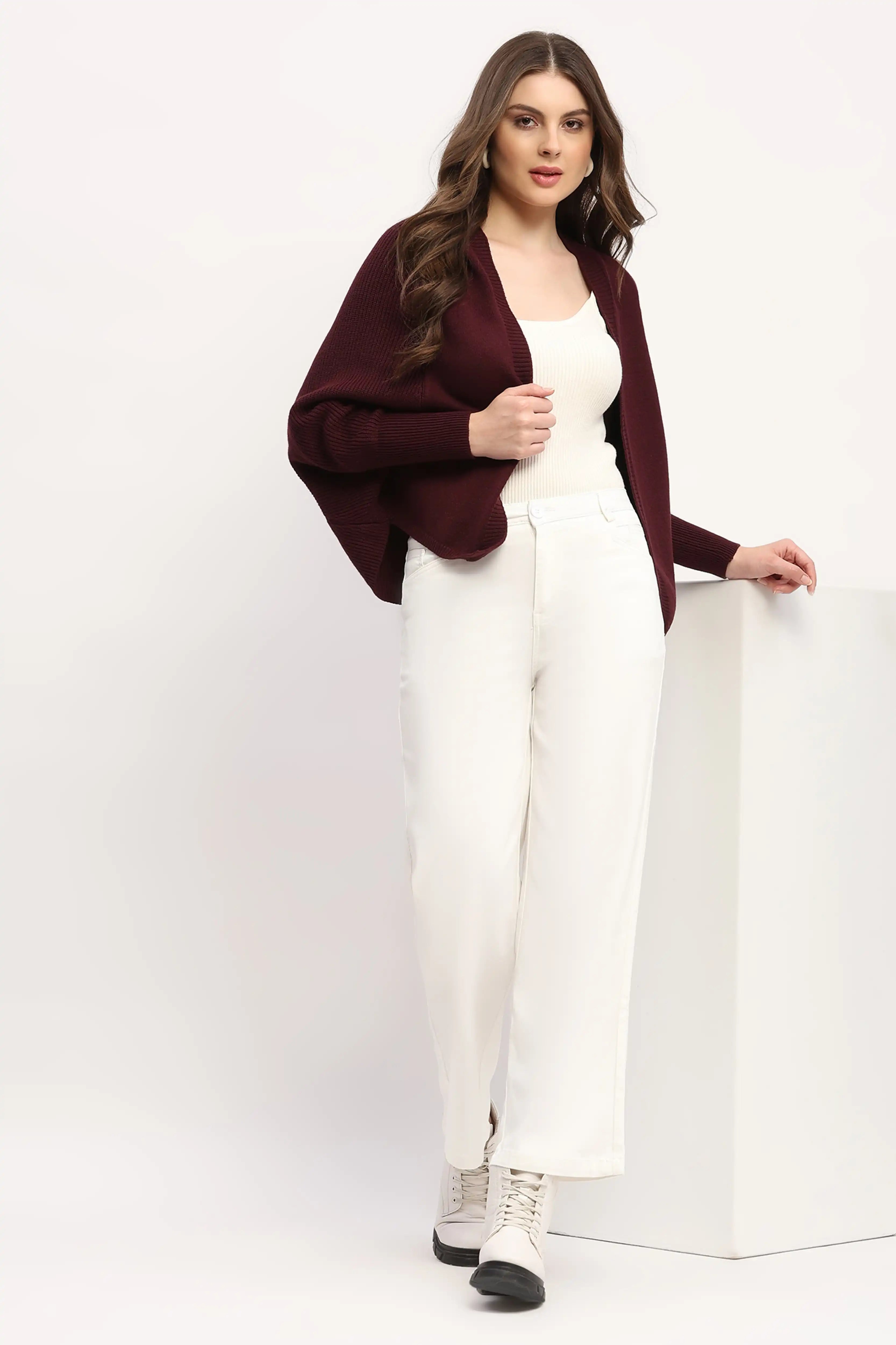 Wine Hooded Winter Shrug