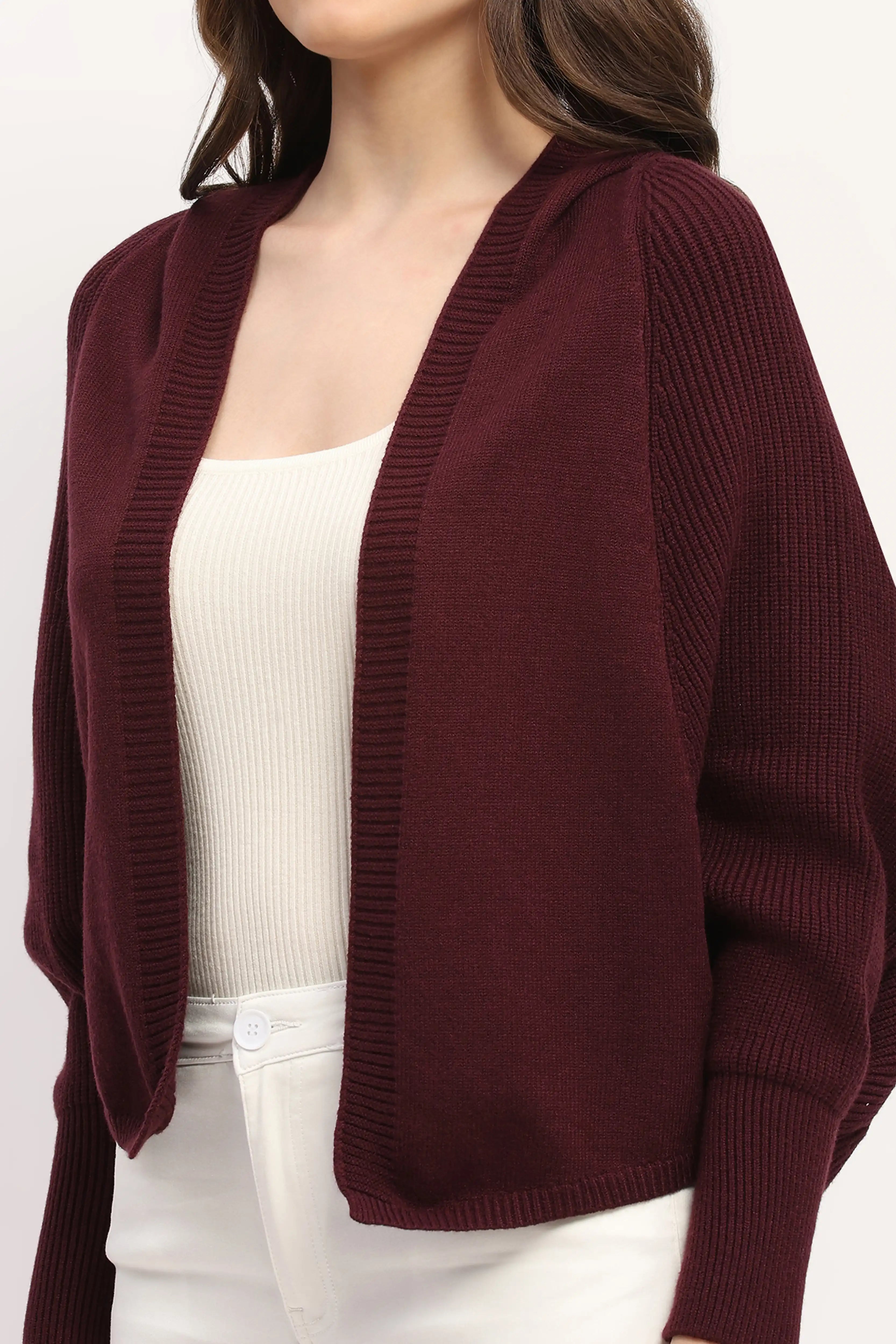 Wine Hooded Winter Shrug