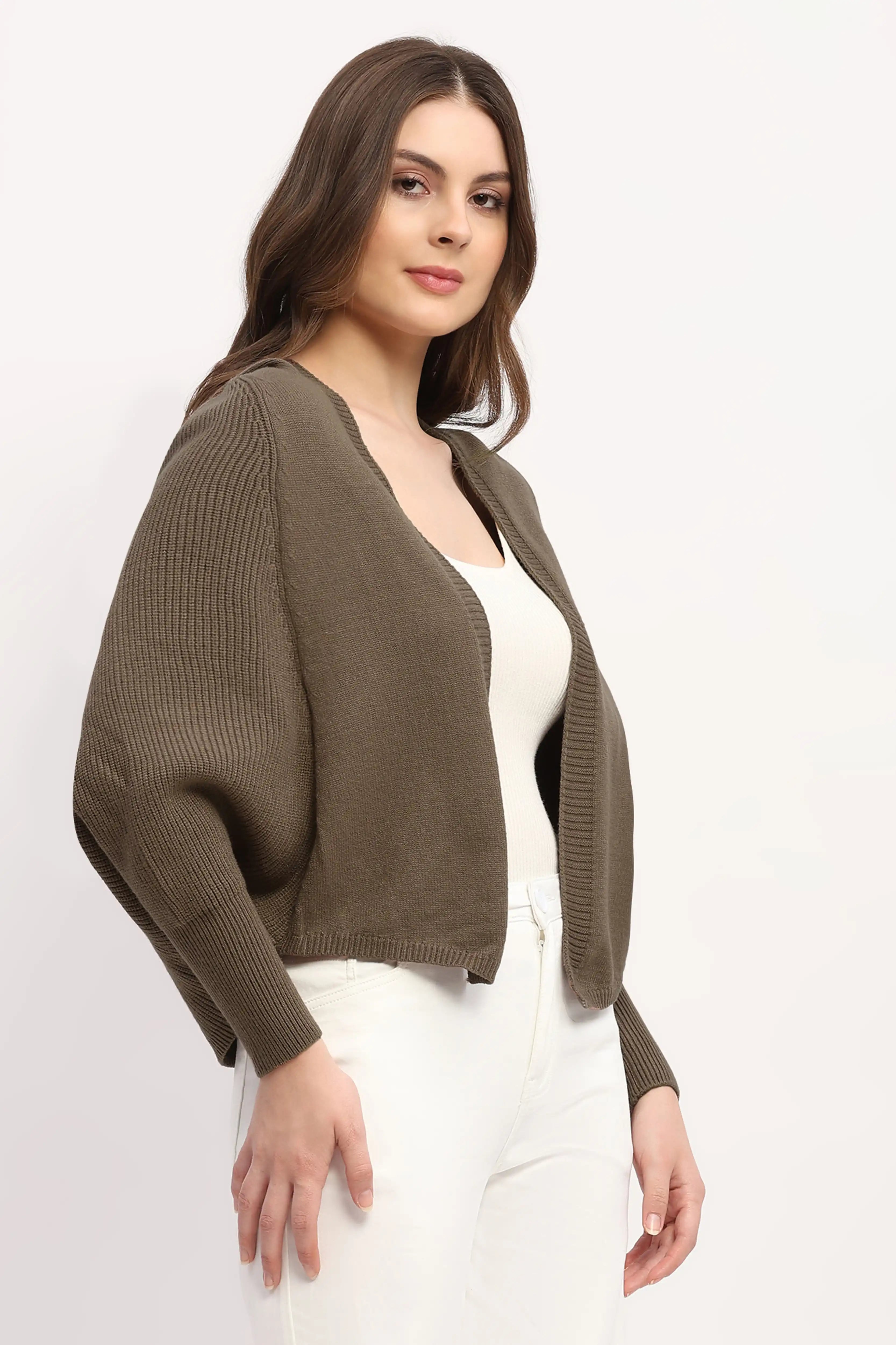 Brown Hooded Winter Shrug