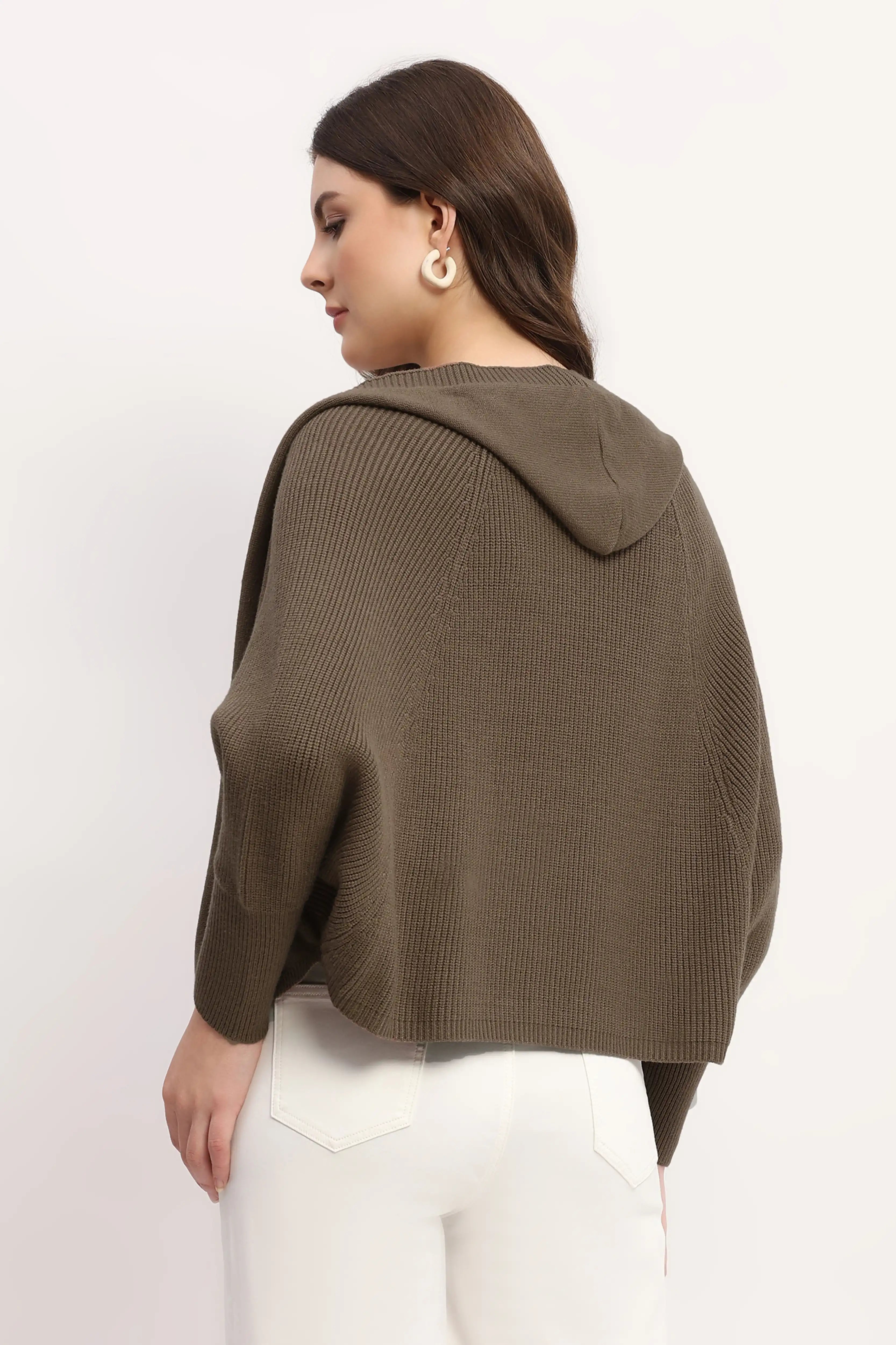 Brown Hooded Winter Shrug
