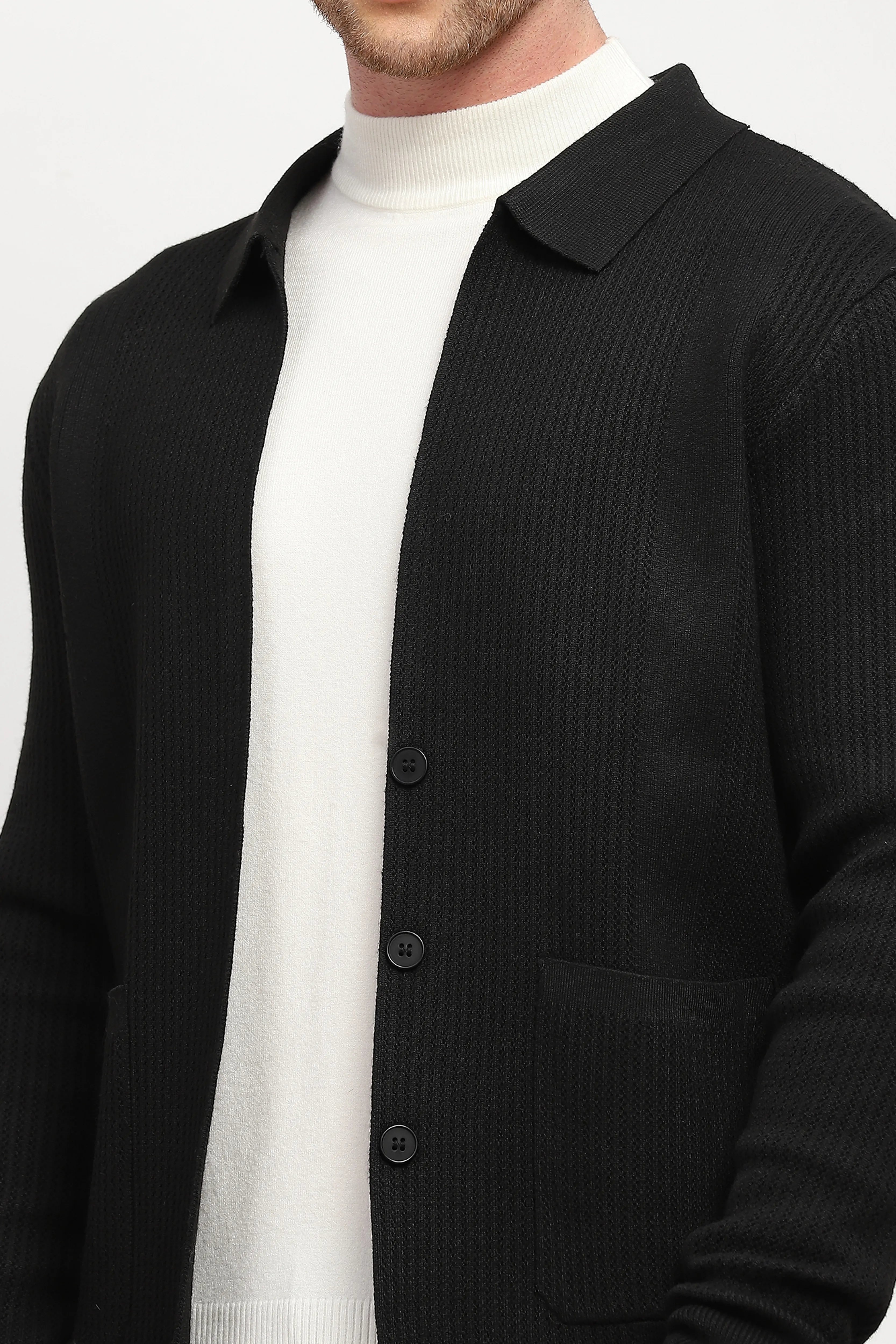 Solid Textured Winter Shacket