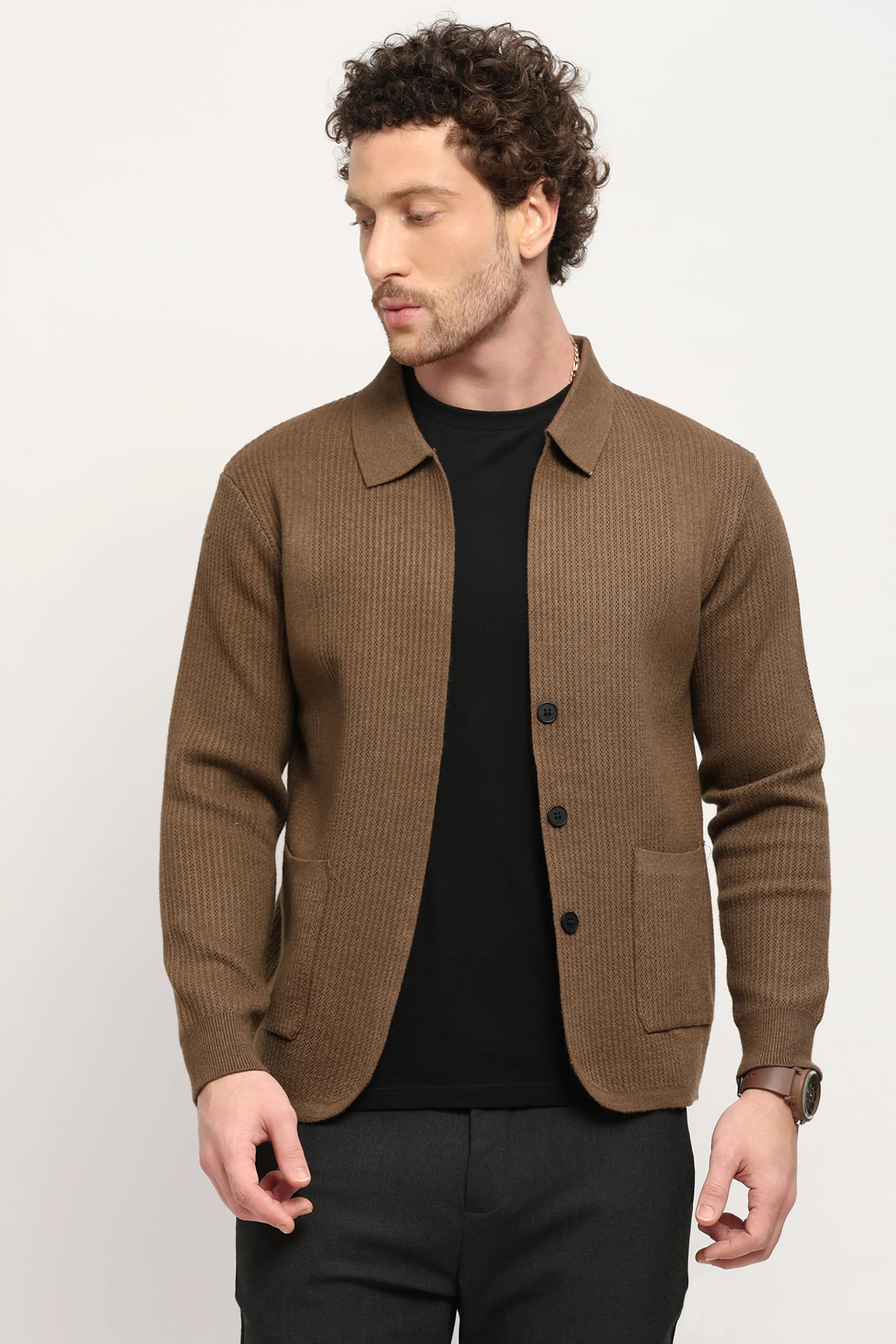 Solid Textured Winter Shacket