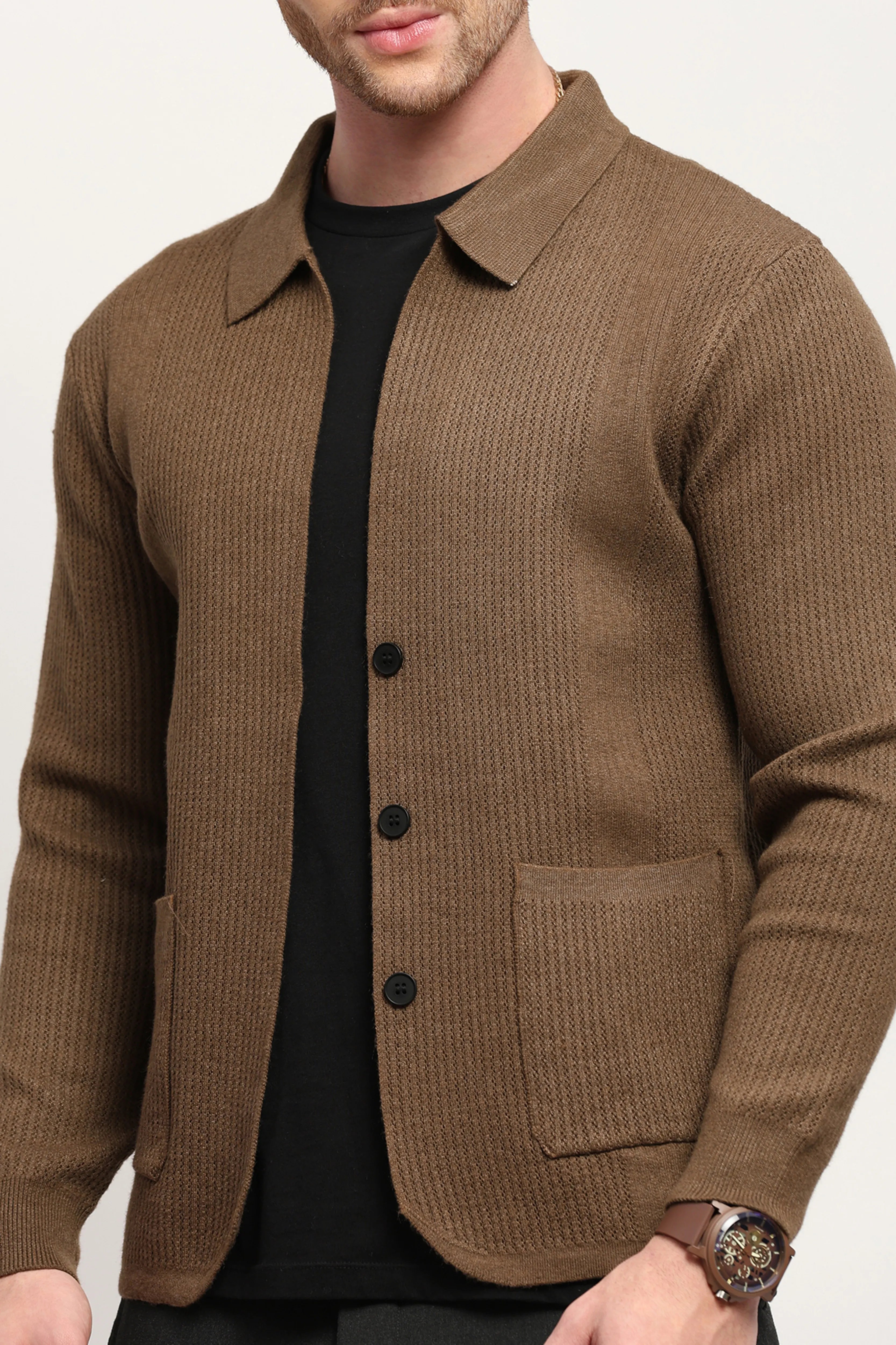 Solid Textured Winter Shacket