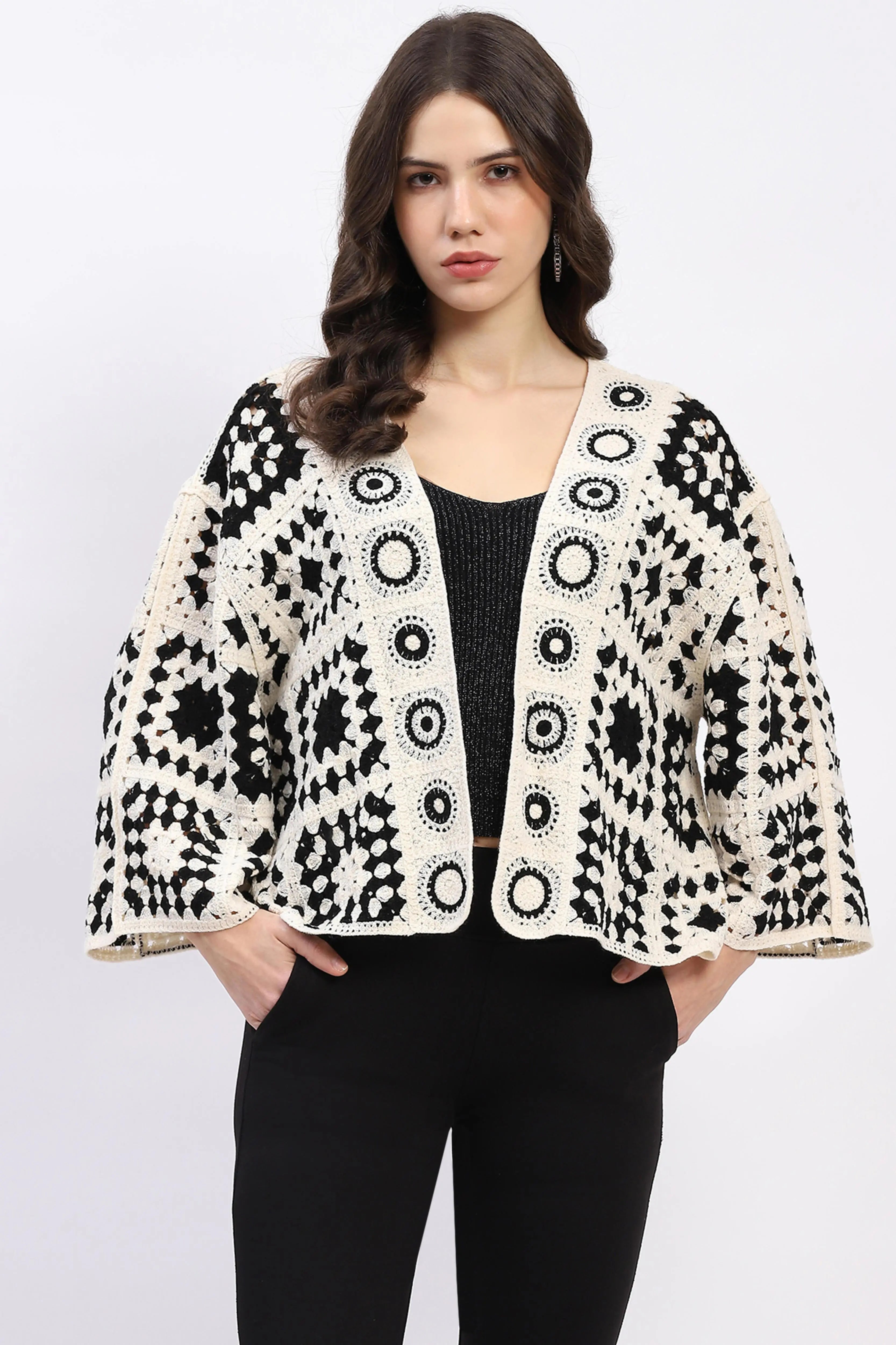 Geometric Crochet Shrug - Global Republic