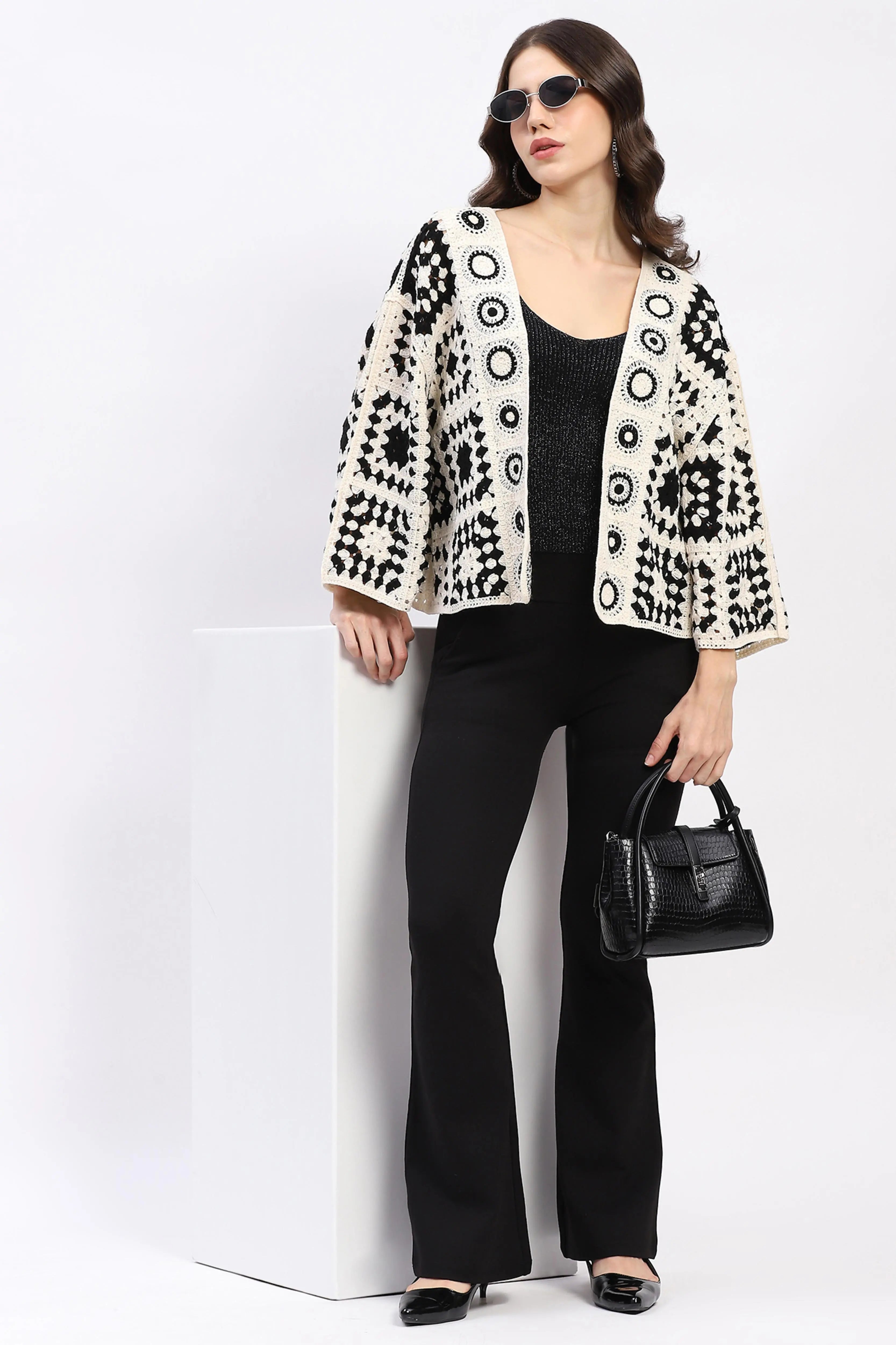Geometric Crochet Shrug - Global Republic