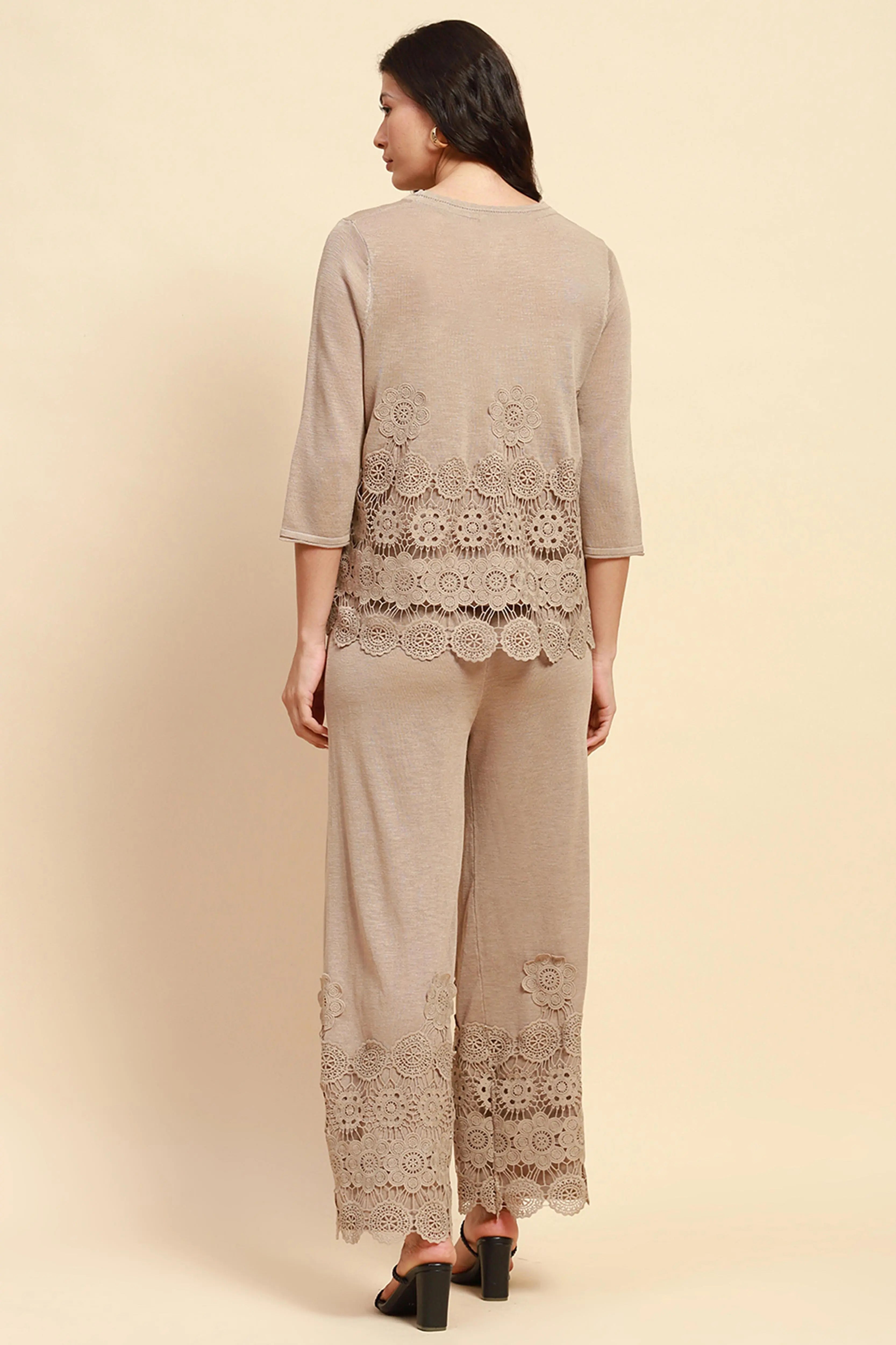 Beige Viscose Relaxed Fit Co-ord Sets - Global Republic