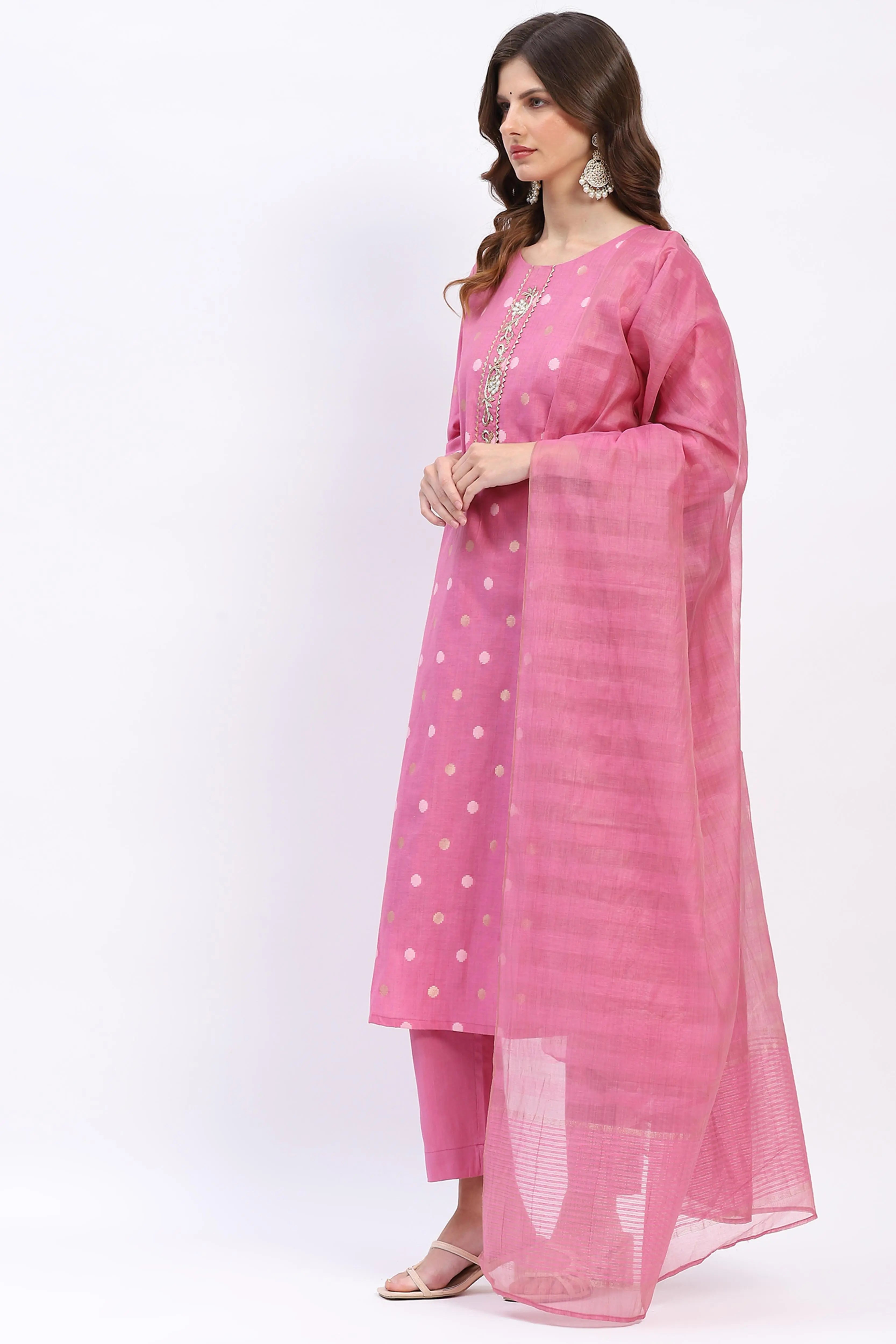 Embellished Chanderi Kurta Set - Global Republic