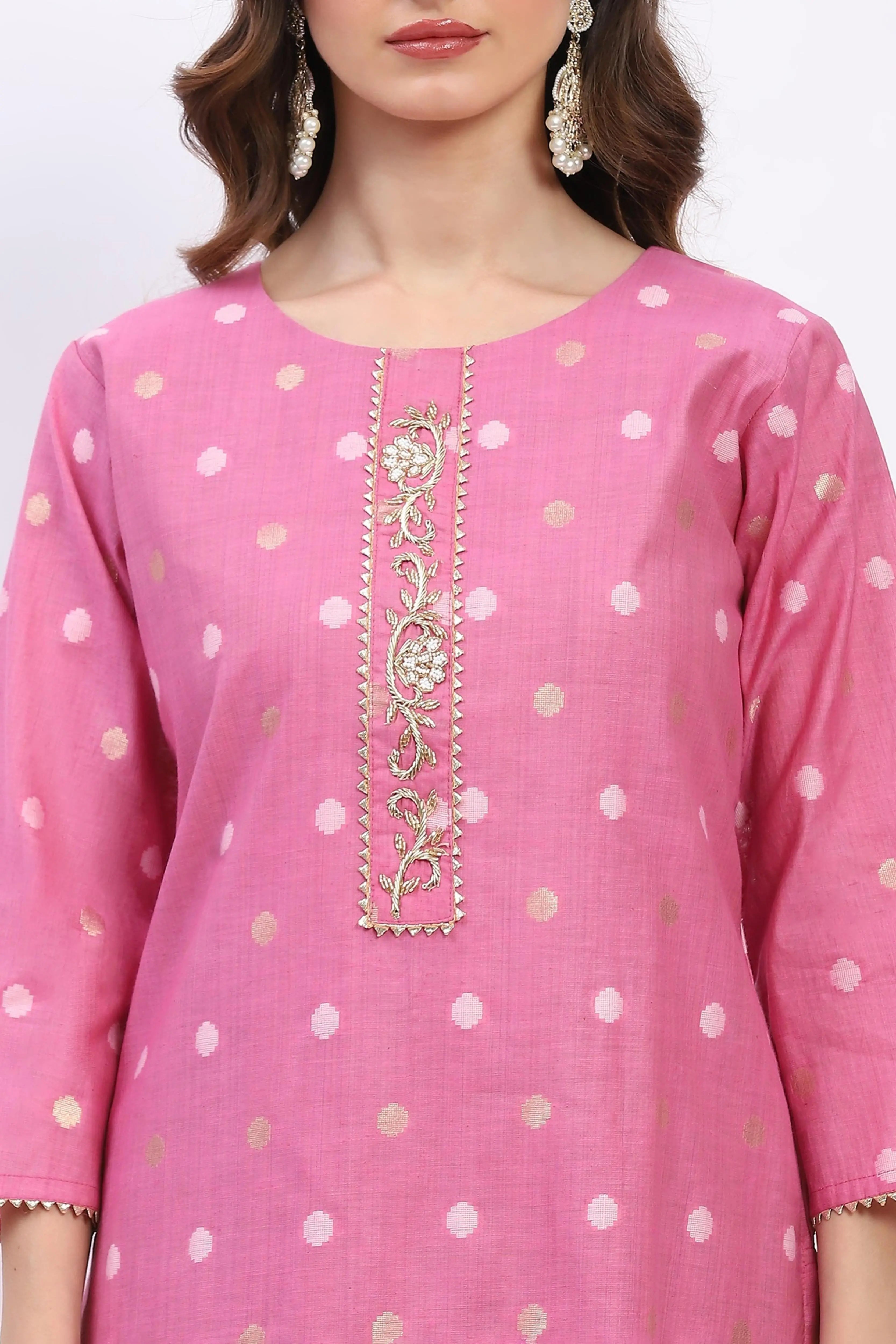 Embellished Chanderi Kurta Set - Global Republic