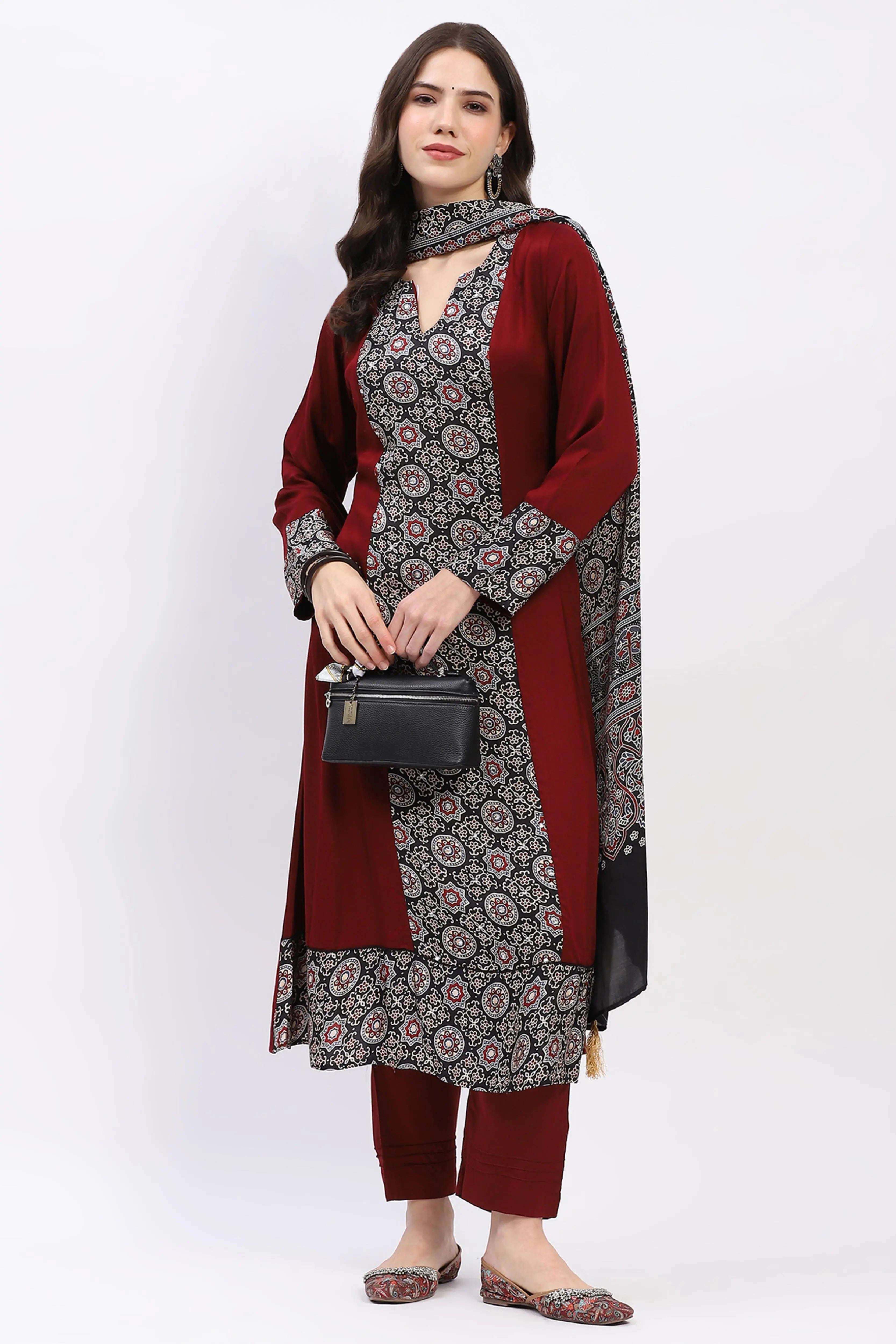 Maroon Modal Suit Set - Global Republic