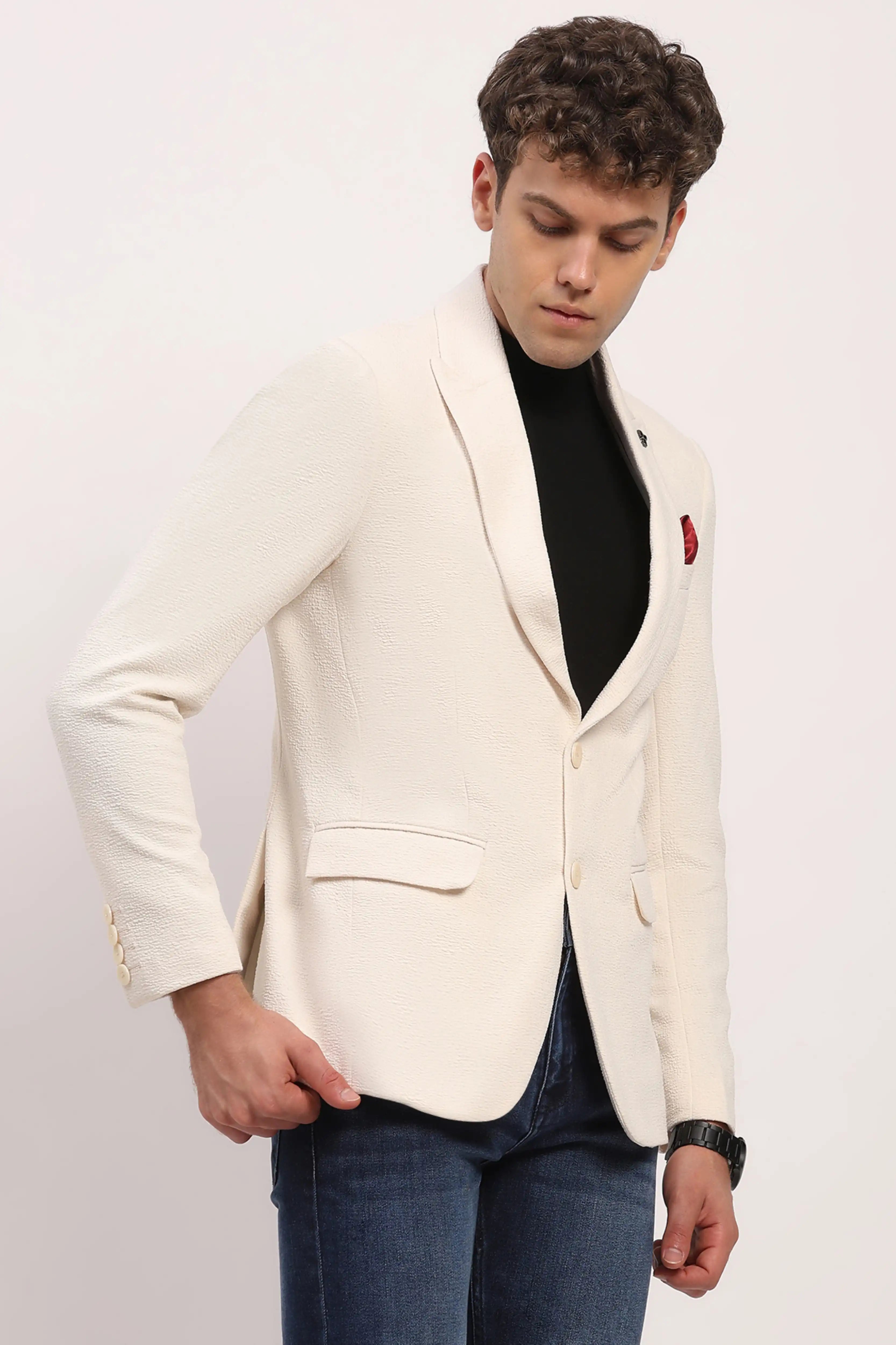 Cream Textured Blazer