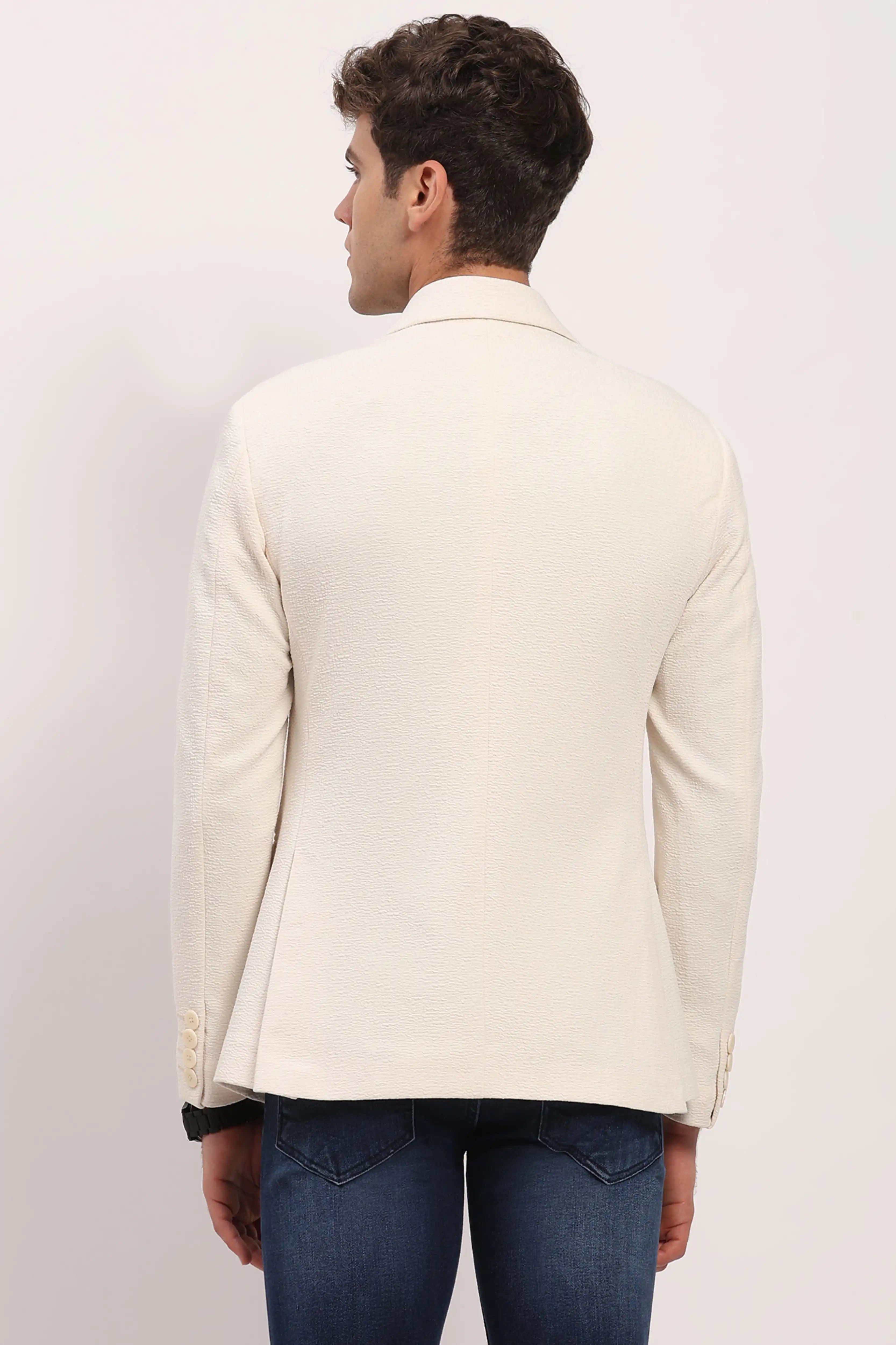 Cream Textured Blazer