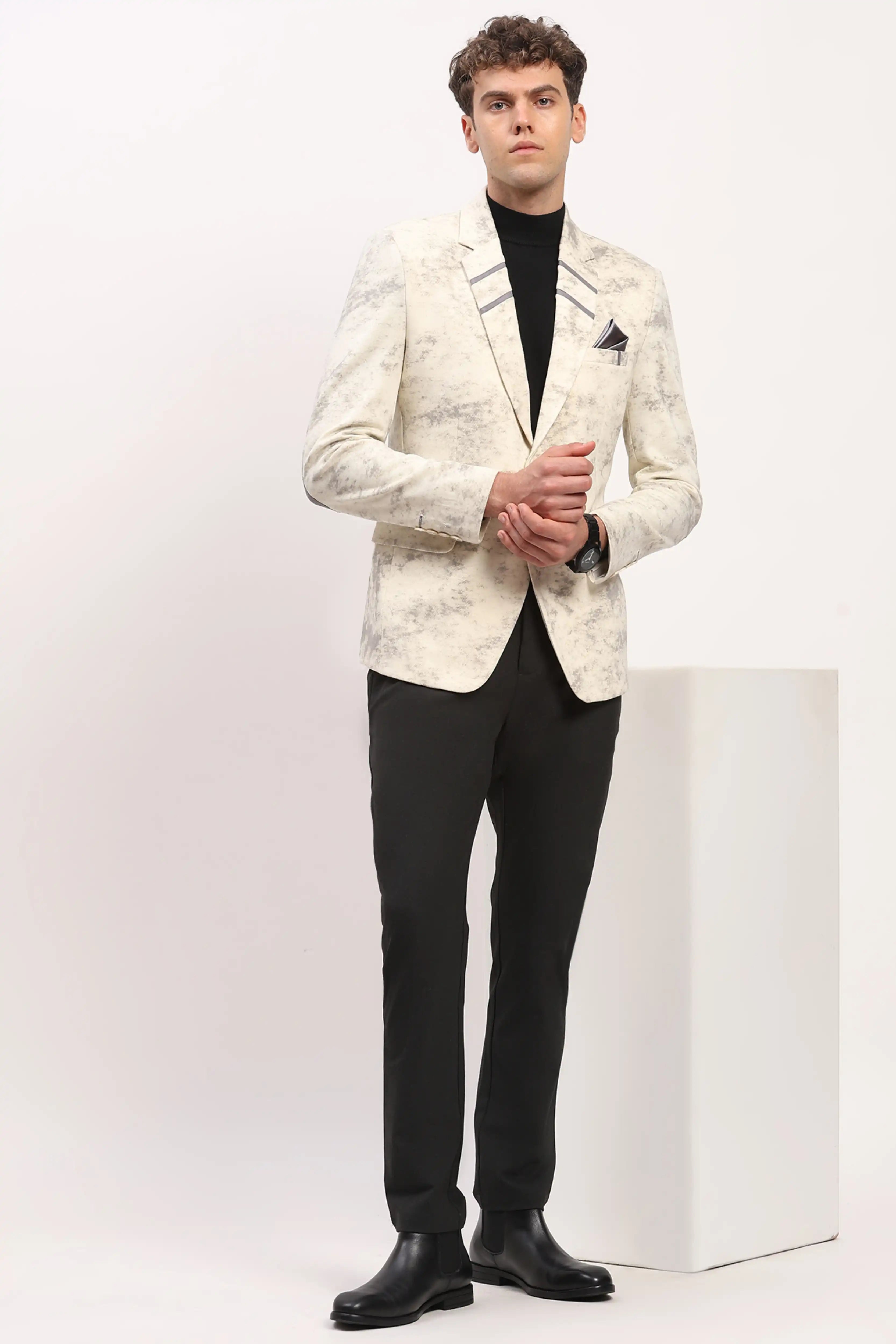 Cream Marble Effect Coat