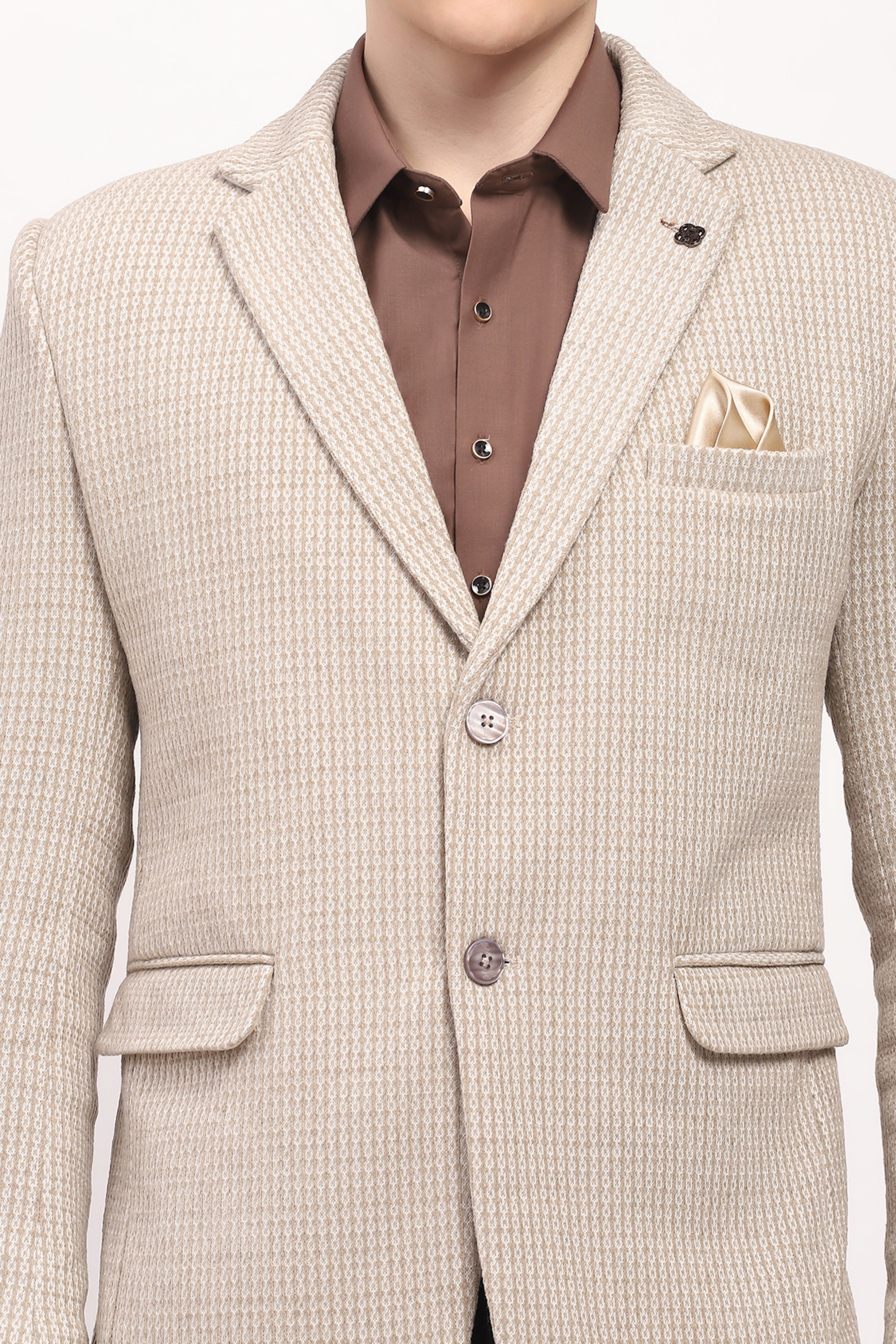 Beige Tailored Elbow Patch Coat