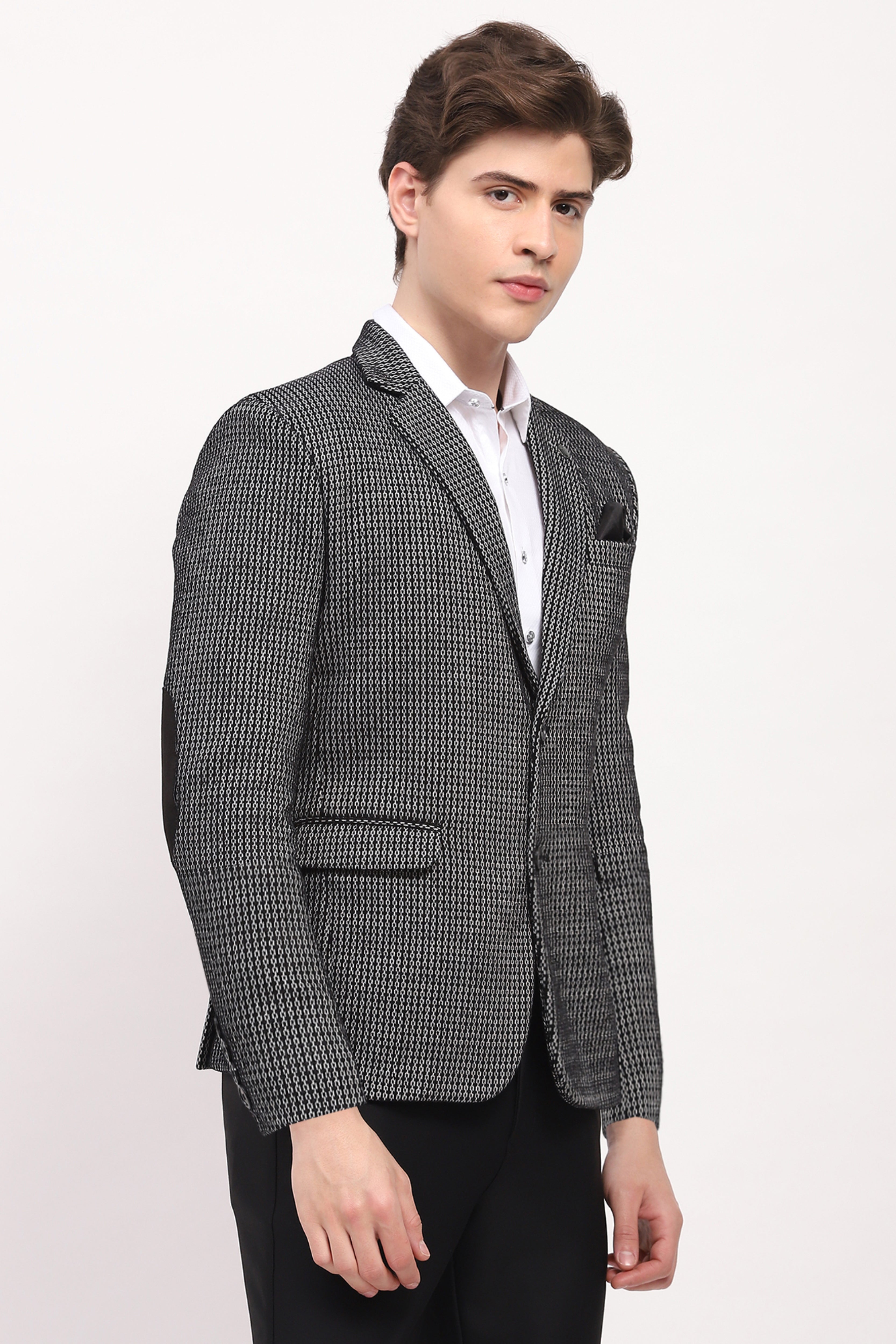 Black Tailored Elbow Patch Coat