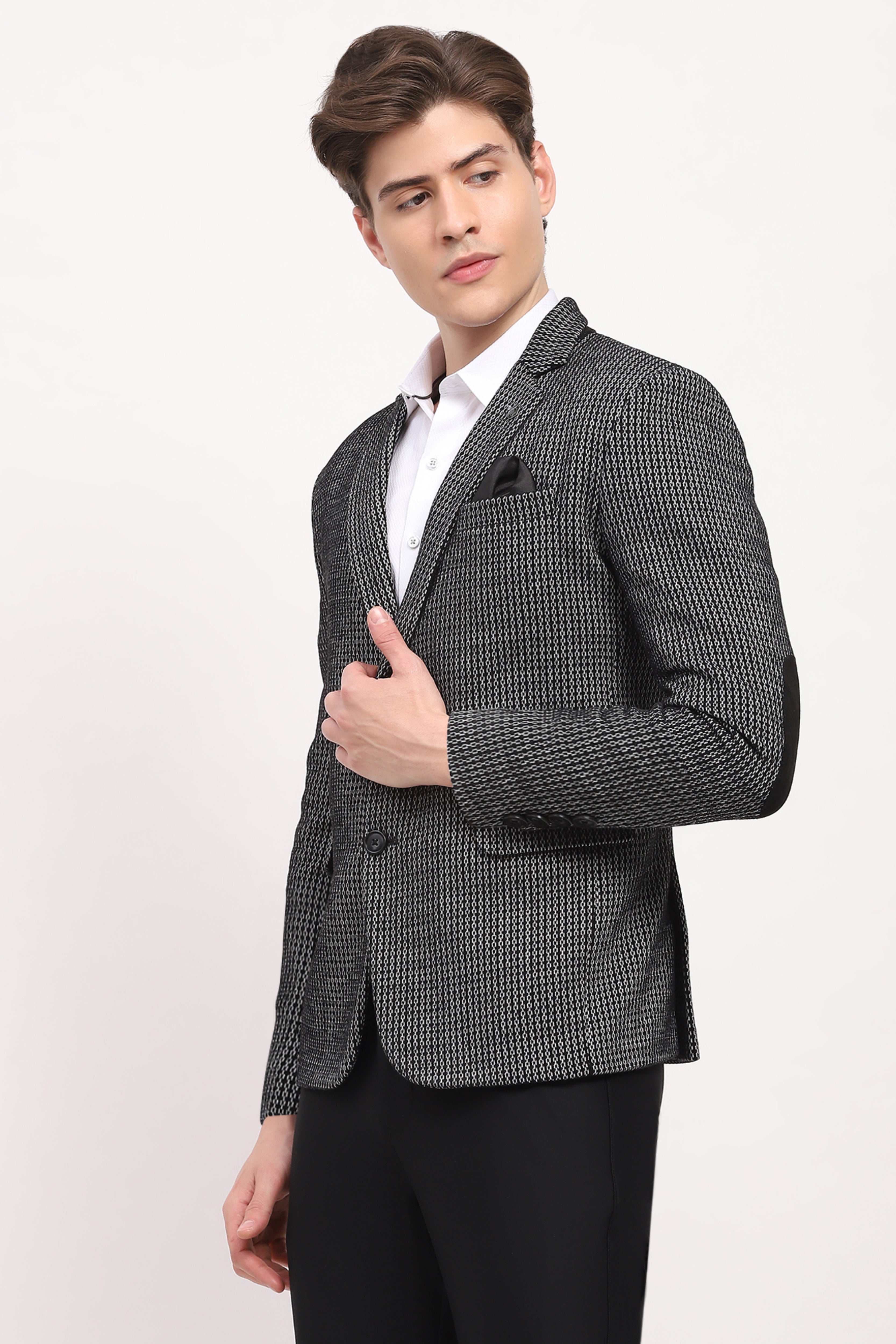 Black Tailored Elbow Patch Coat