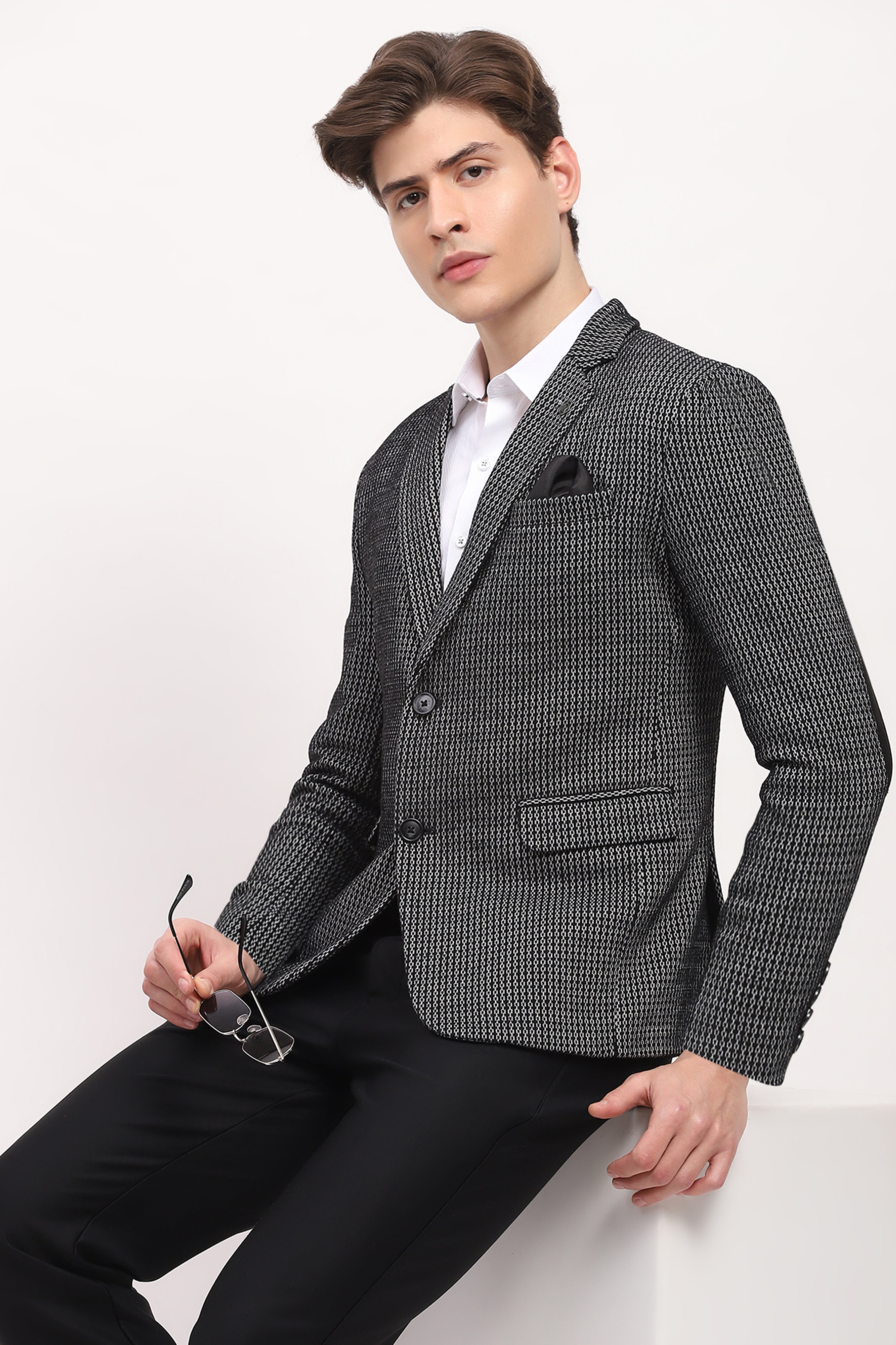 Black Tailored Elbow Patch Coat