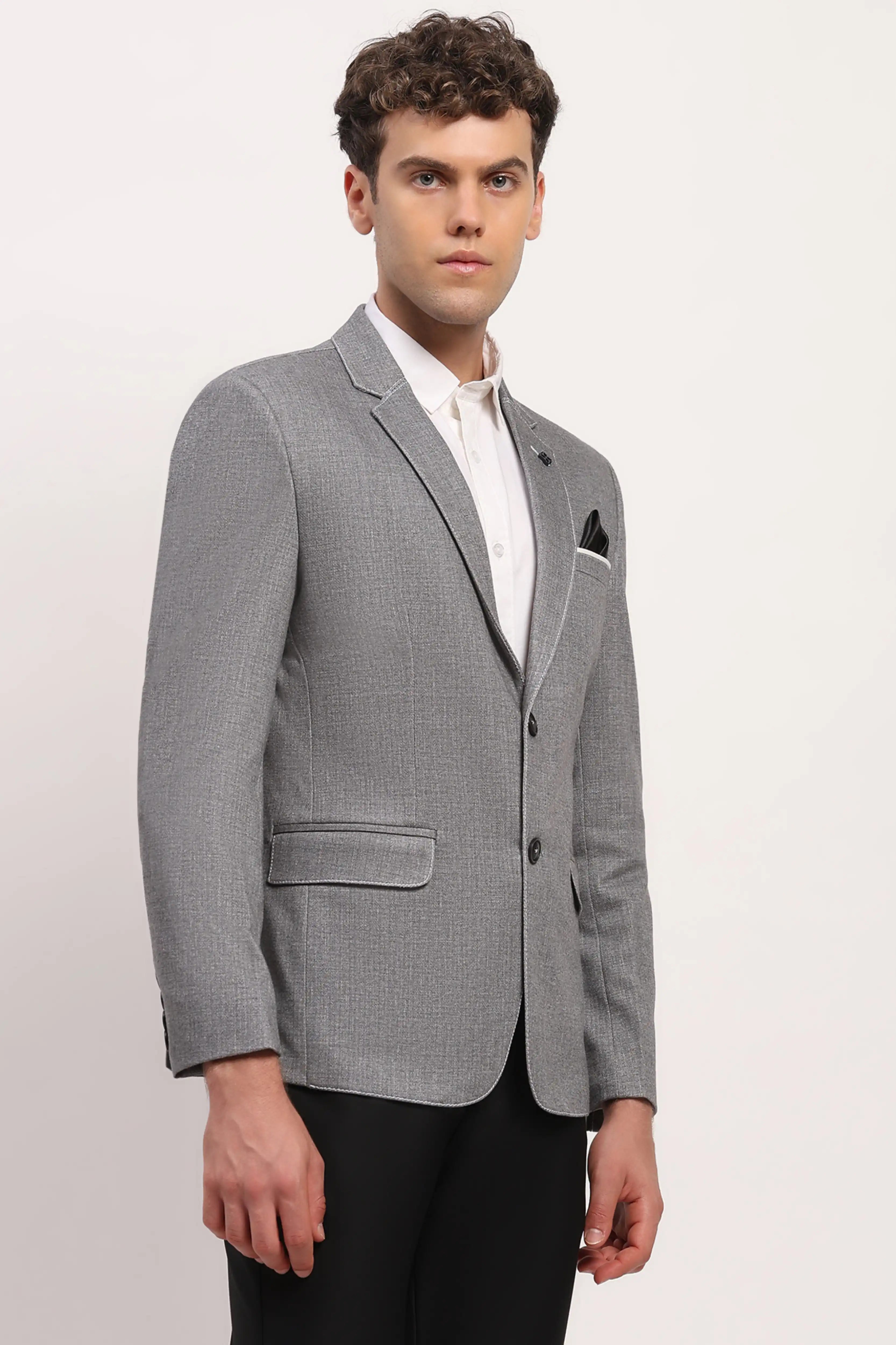Grey Stitch-Detail Coat