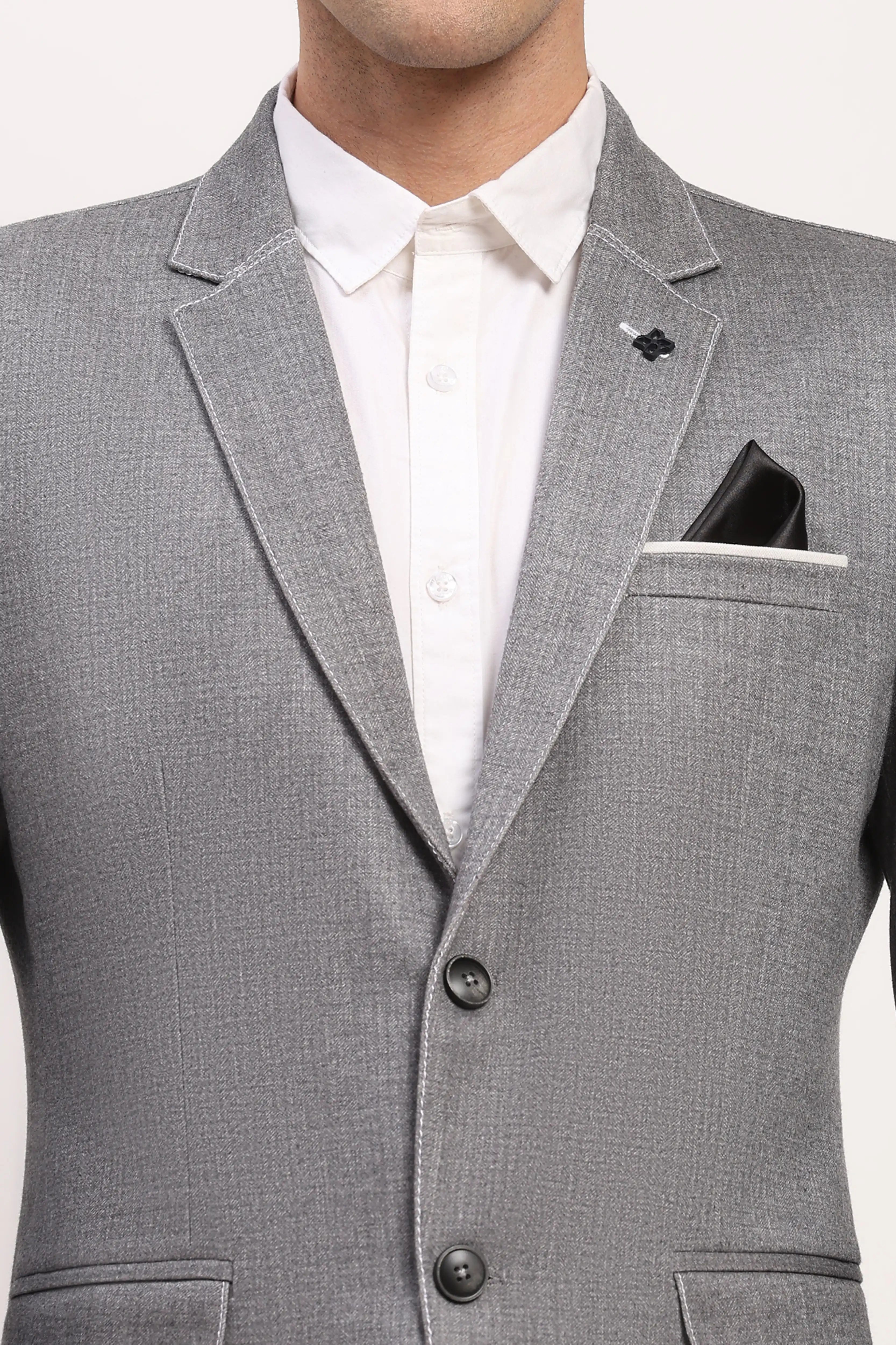 Grey Stitch-Detail Coat