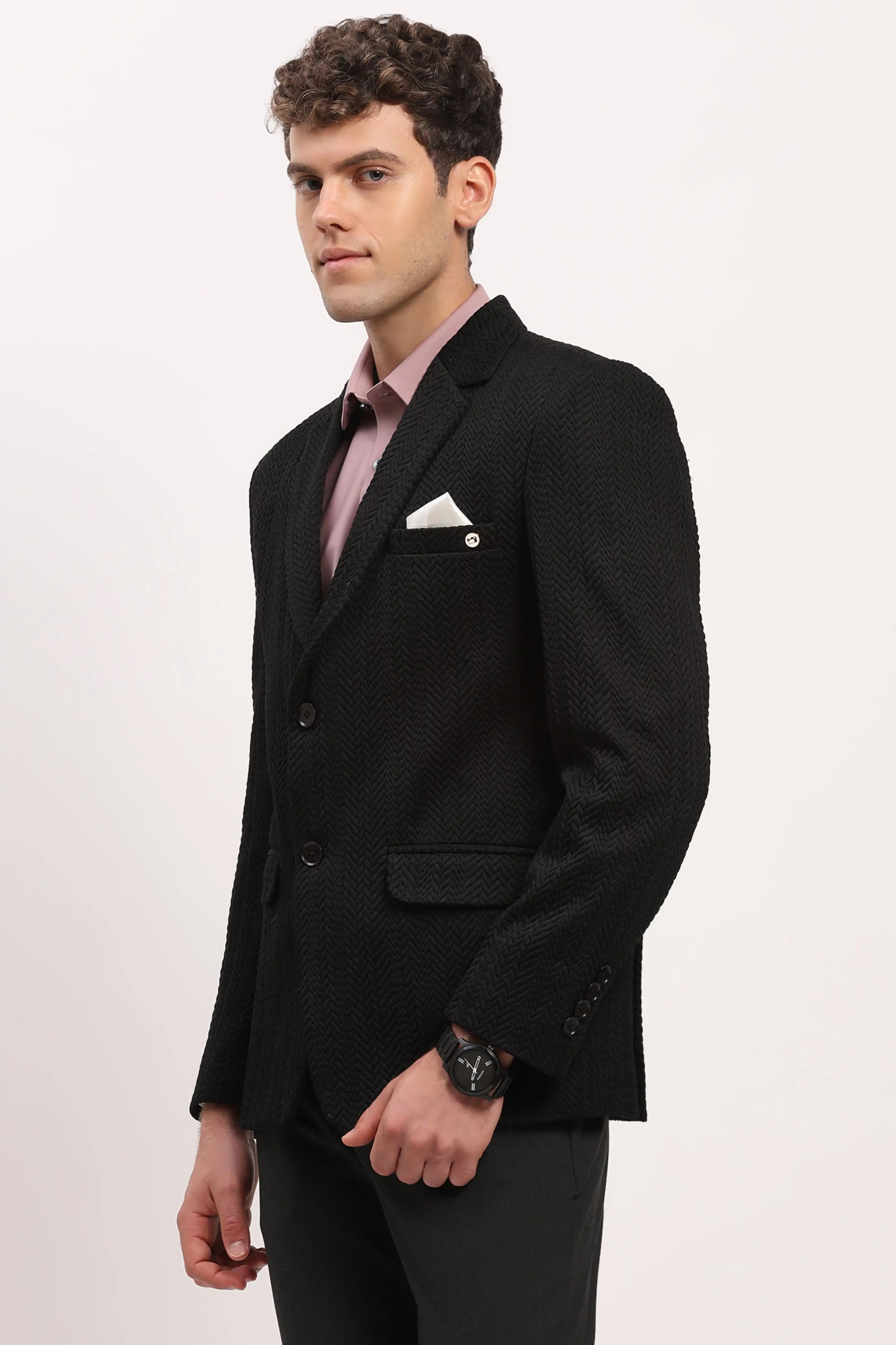 Black Braided Woven Coat