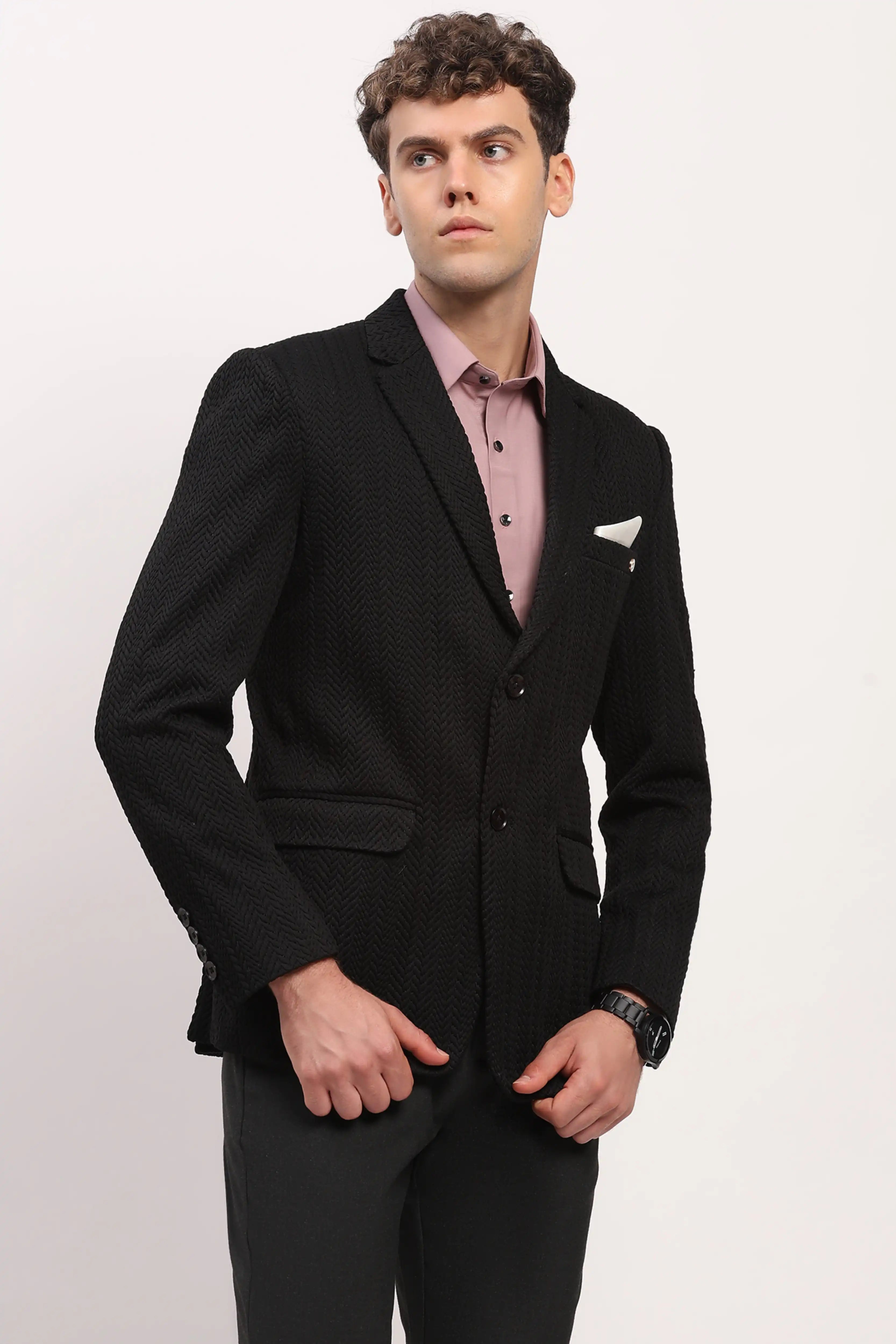 Black Braided Woven Coat