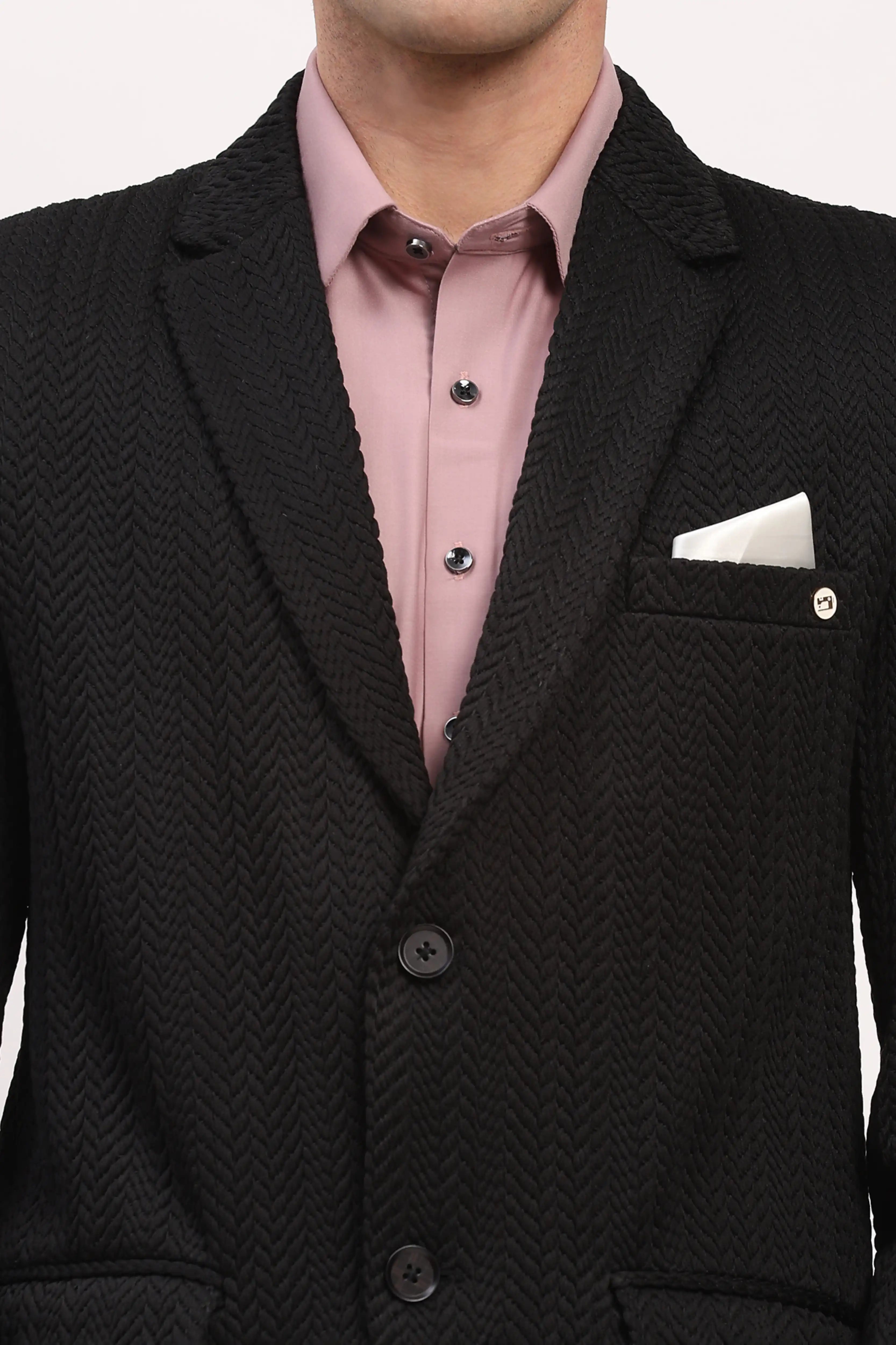 Black Braided Woven Coat