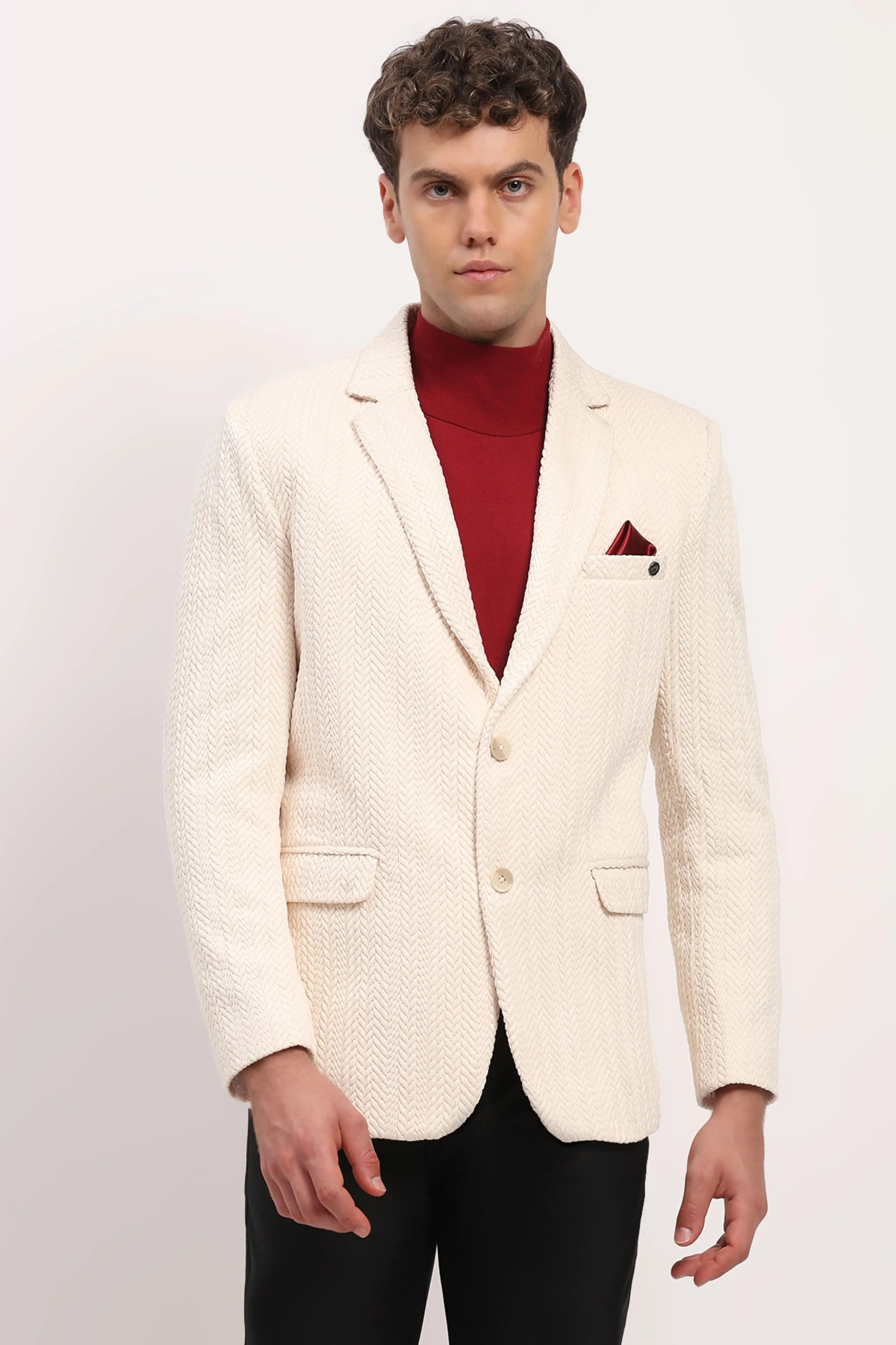 Cream Braided Woven Coat