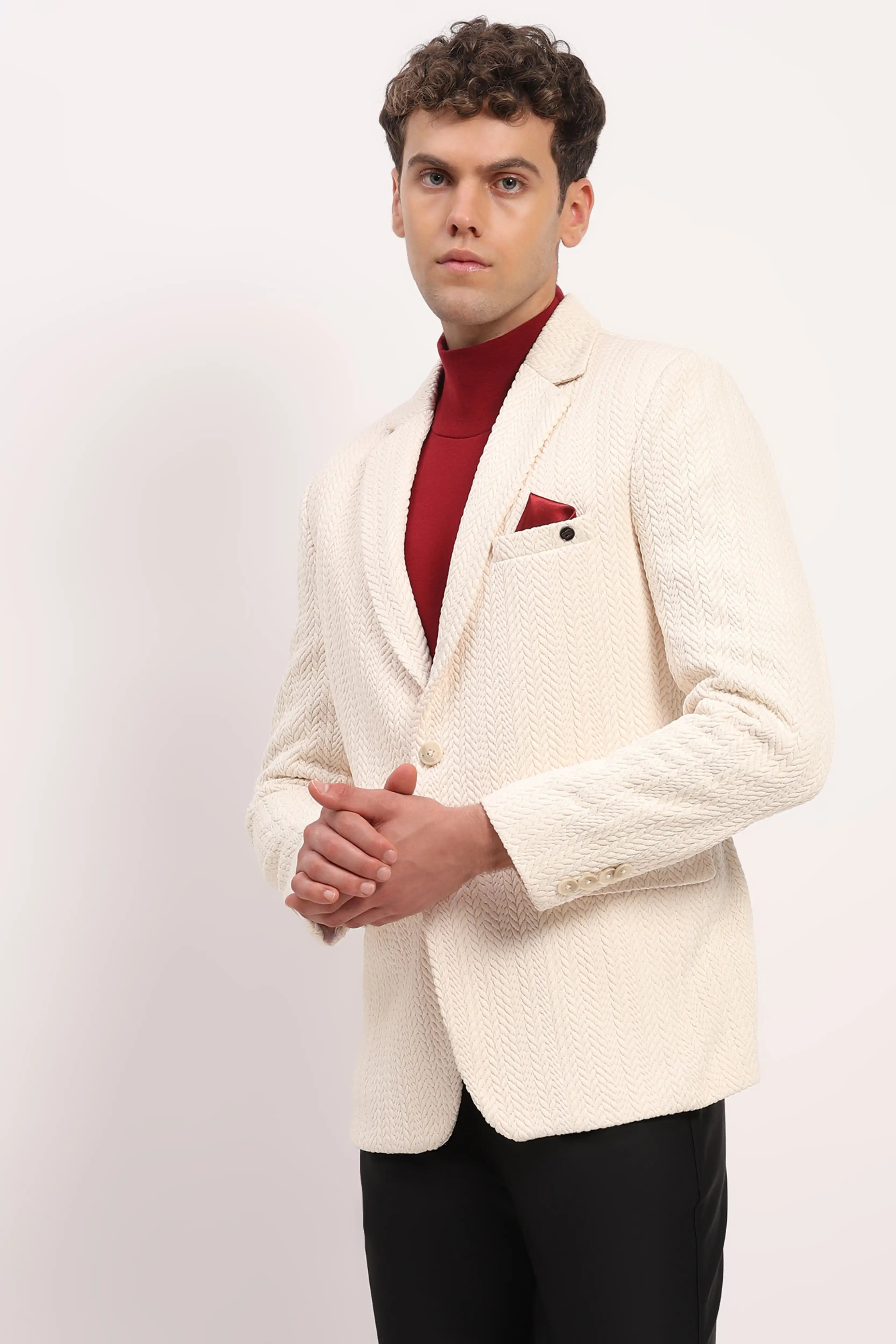 Cream Braided Woven Coat