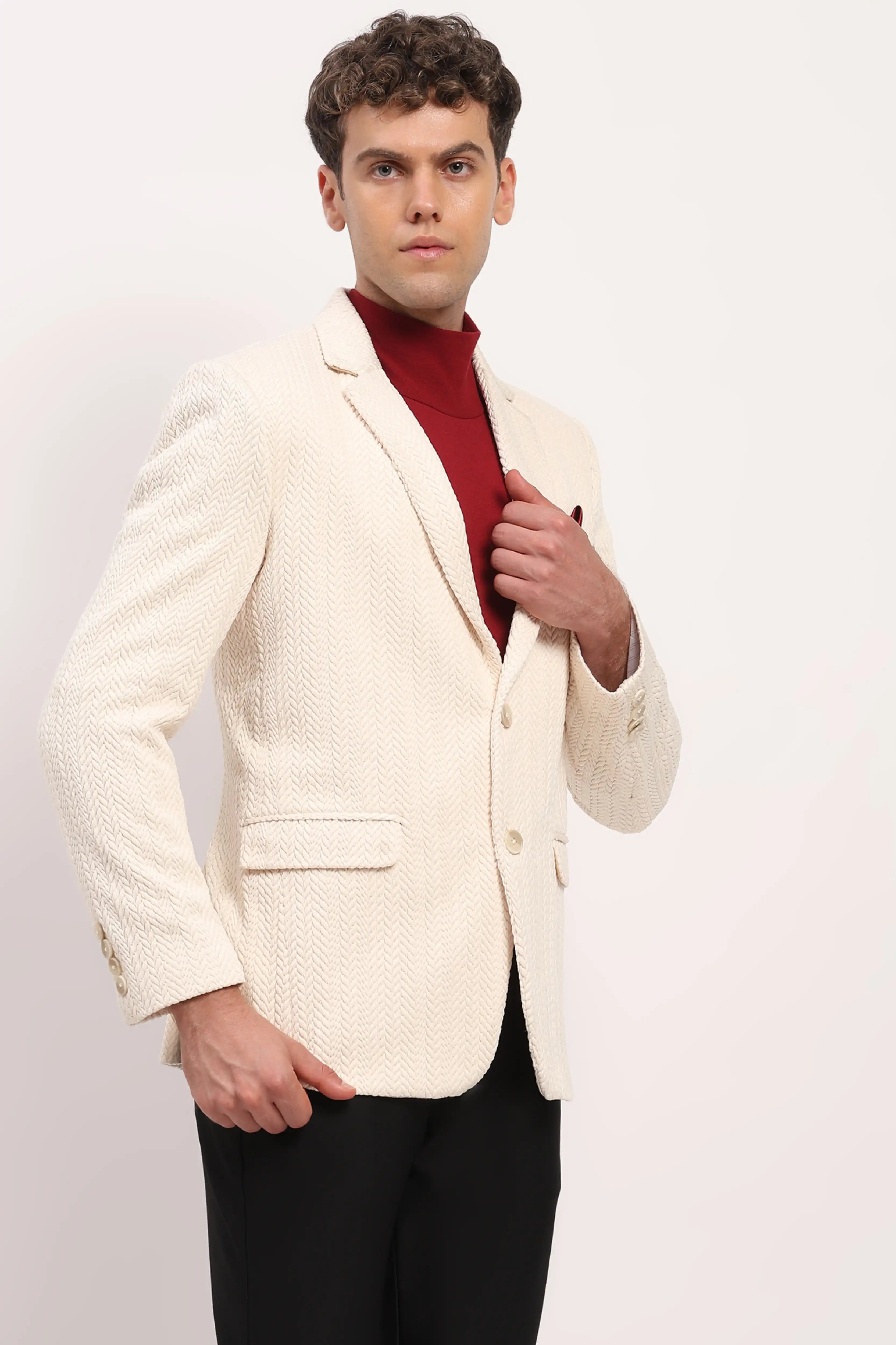 Cream Braided Woven Coat