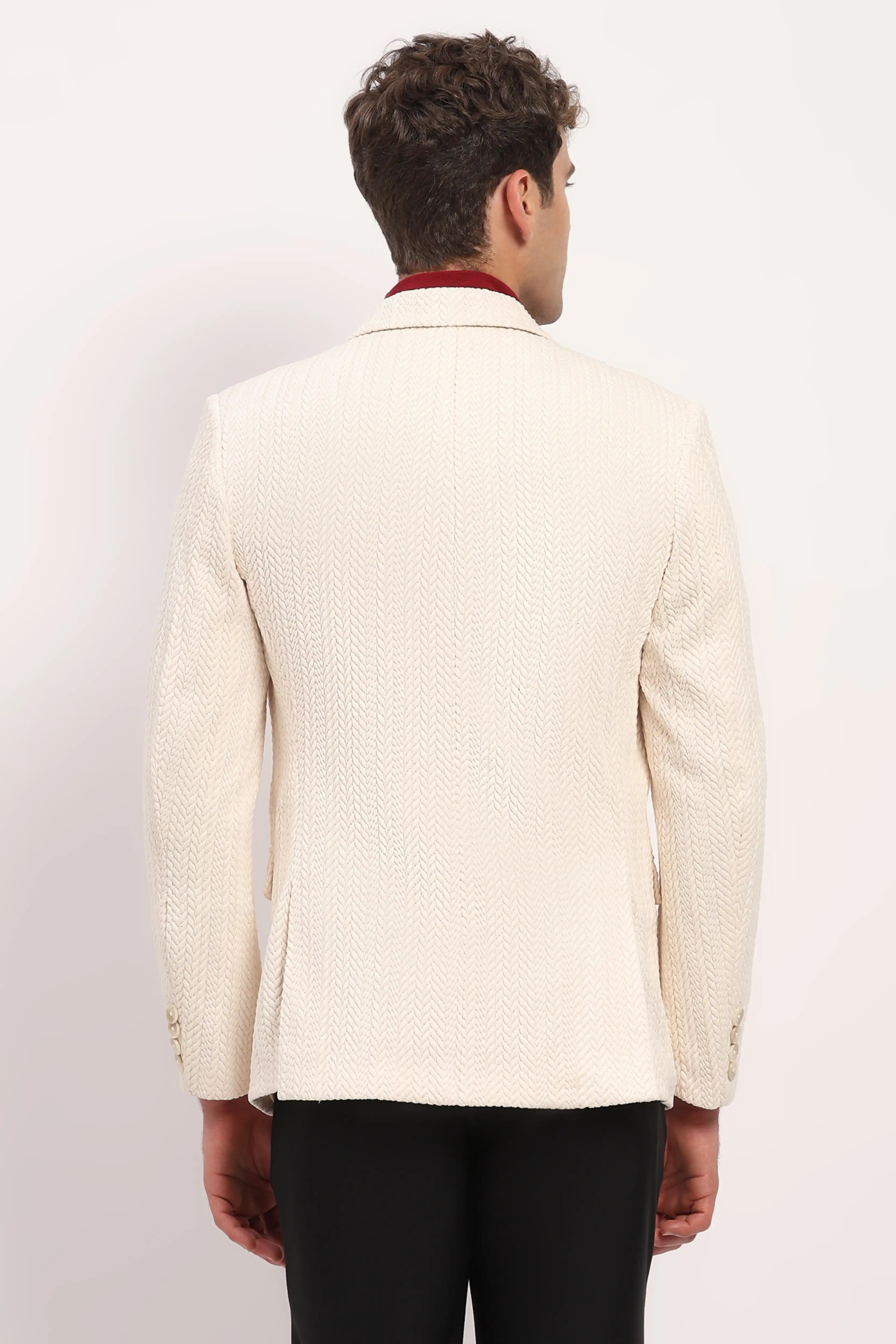 Cream Braided Woven Coat