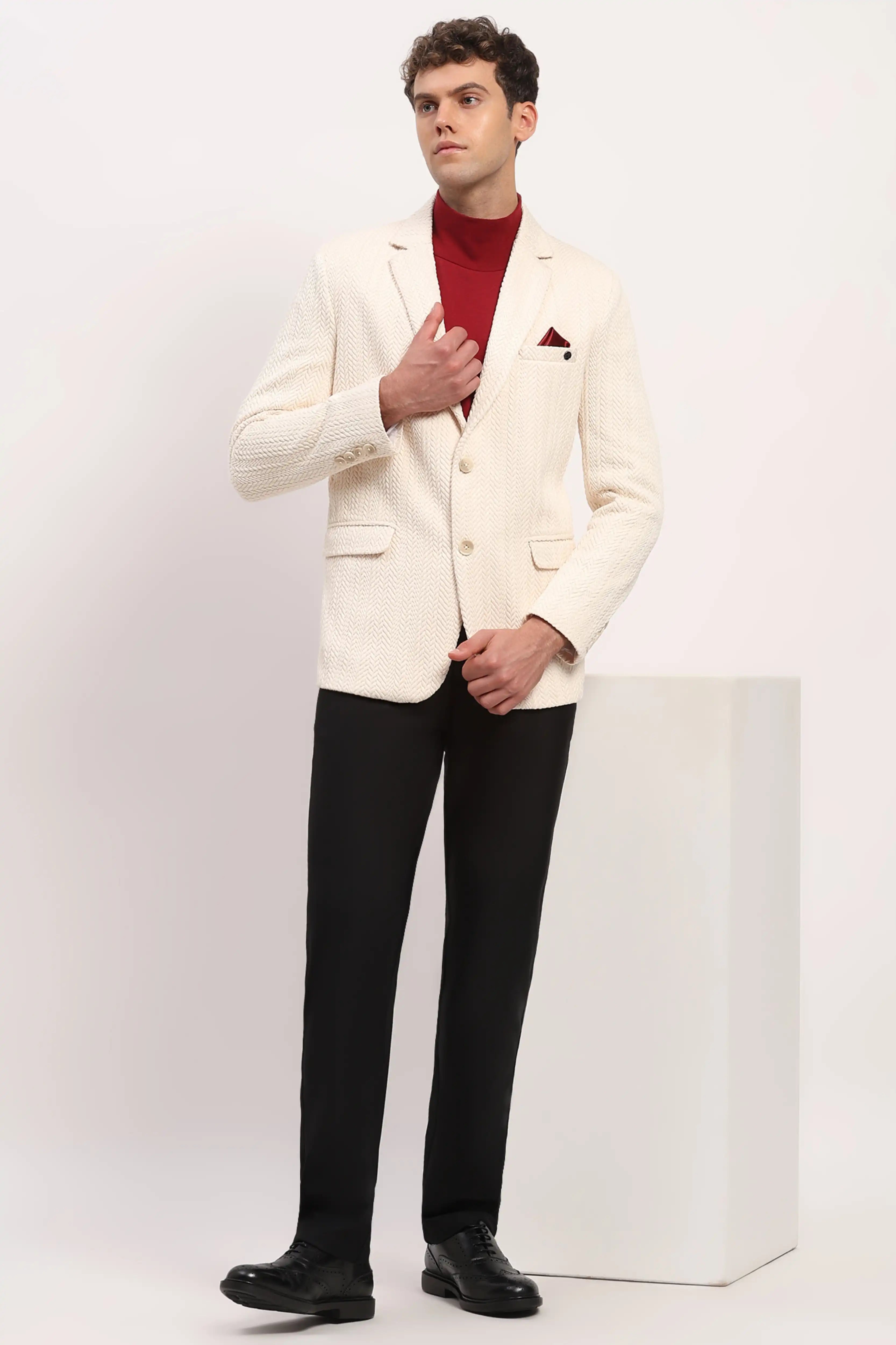 Cream Braided Woven Coat