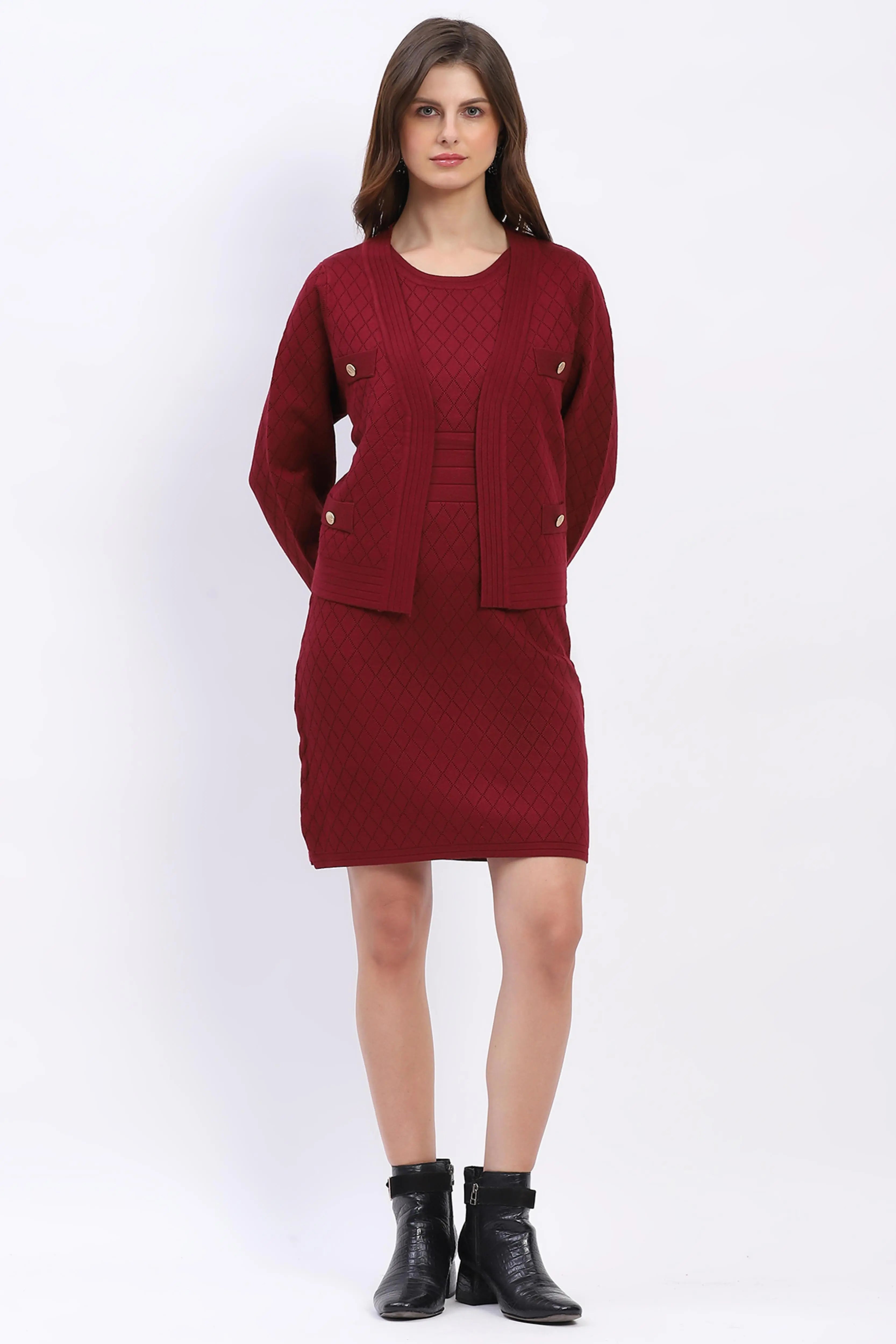 Wine Winter Dress Set - Global Republic