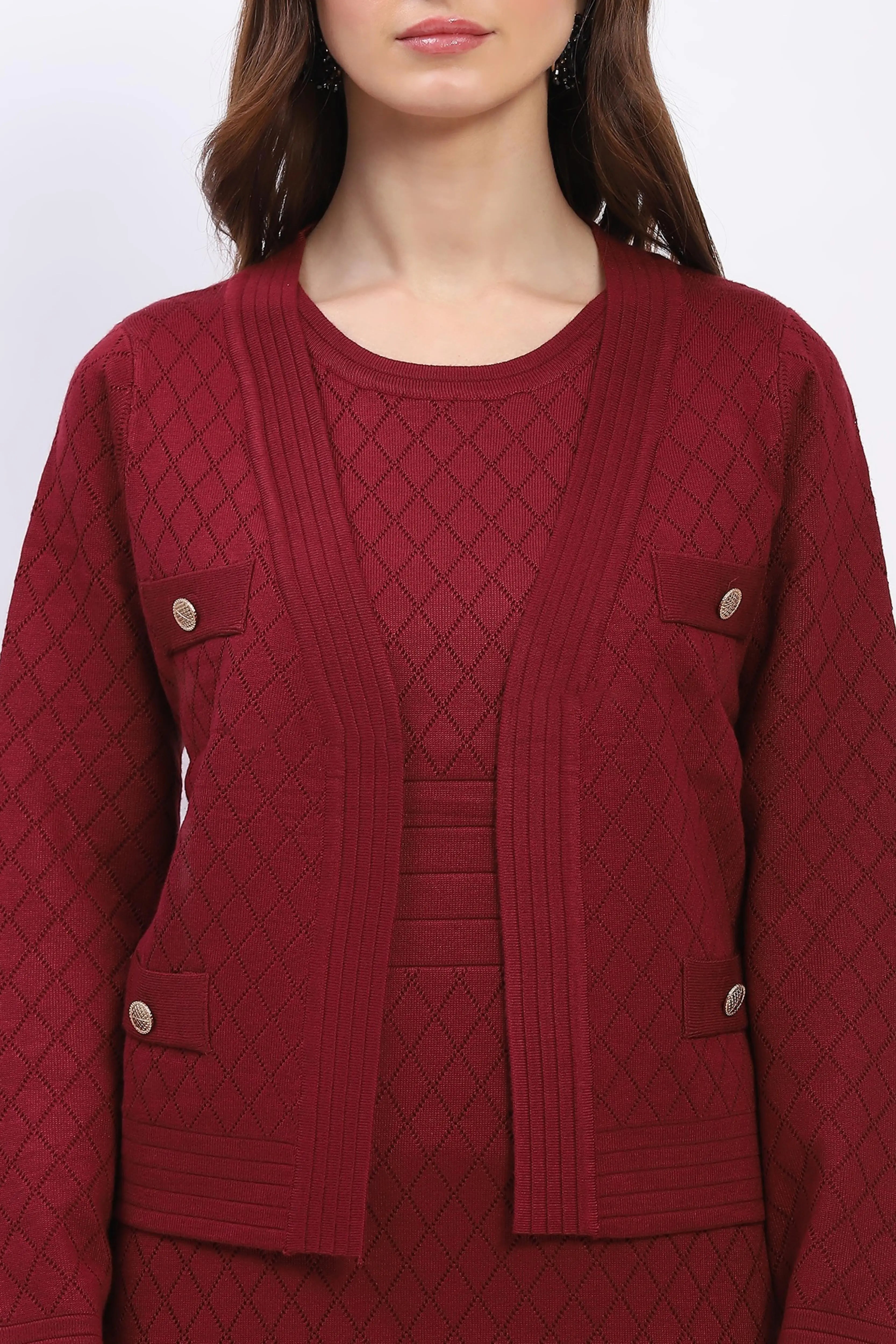 Wine Winter Dress Set - Global Republic