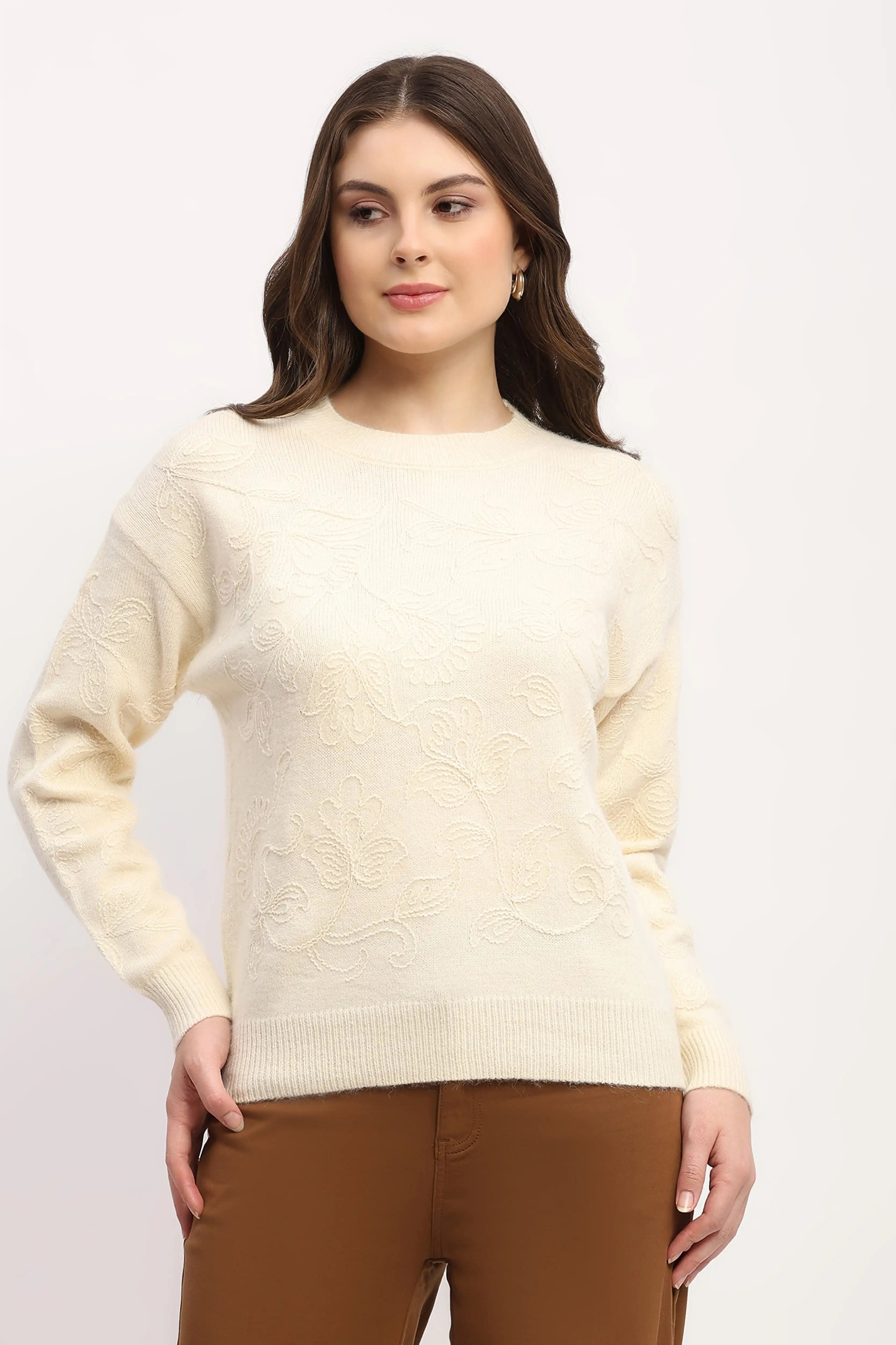 Floral Embroidered Pullover