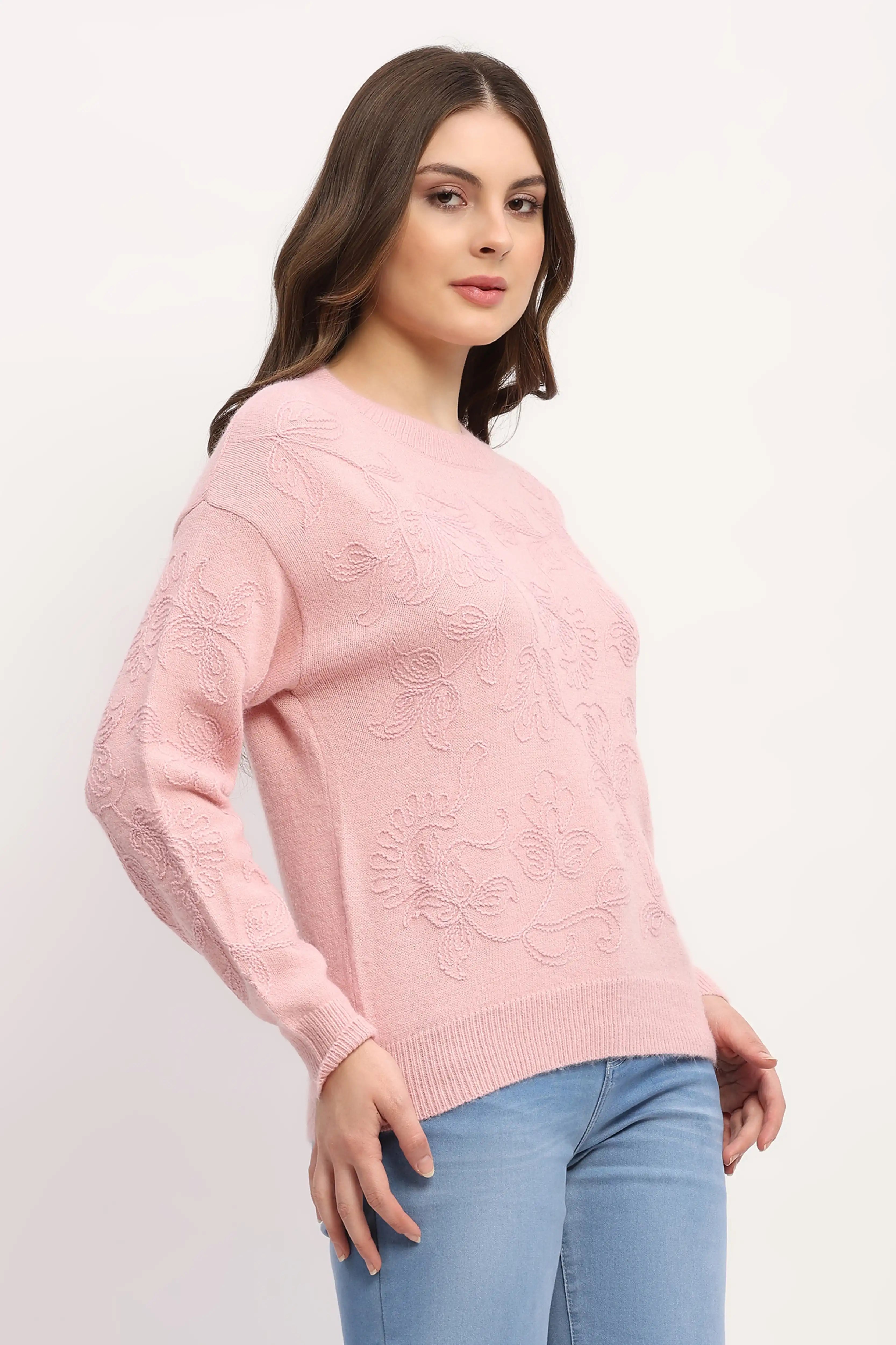 Floral Embroidered Pullover