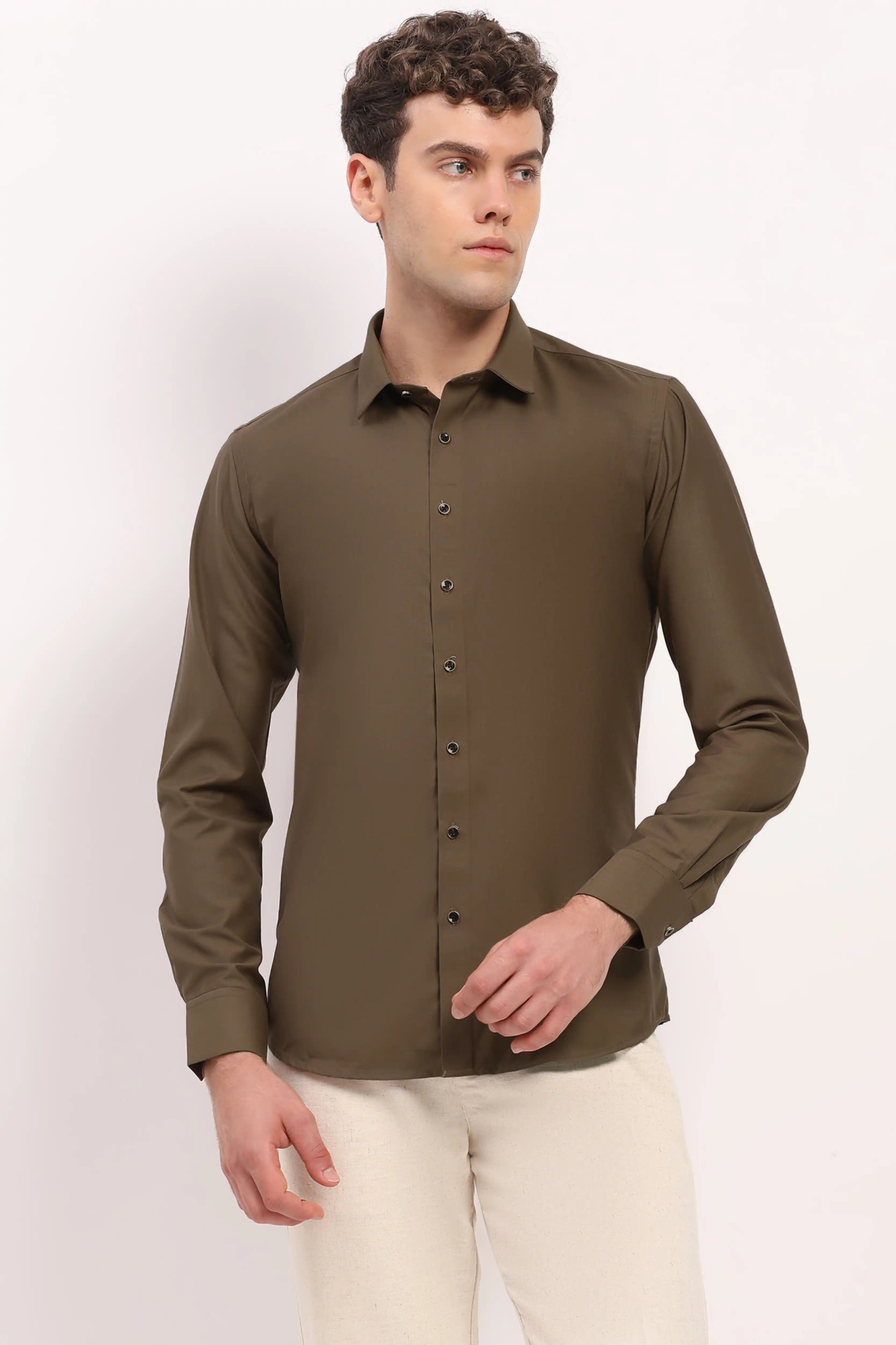 Luxury Olive Casual Shirt