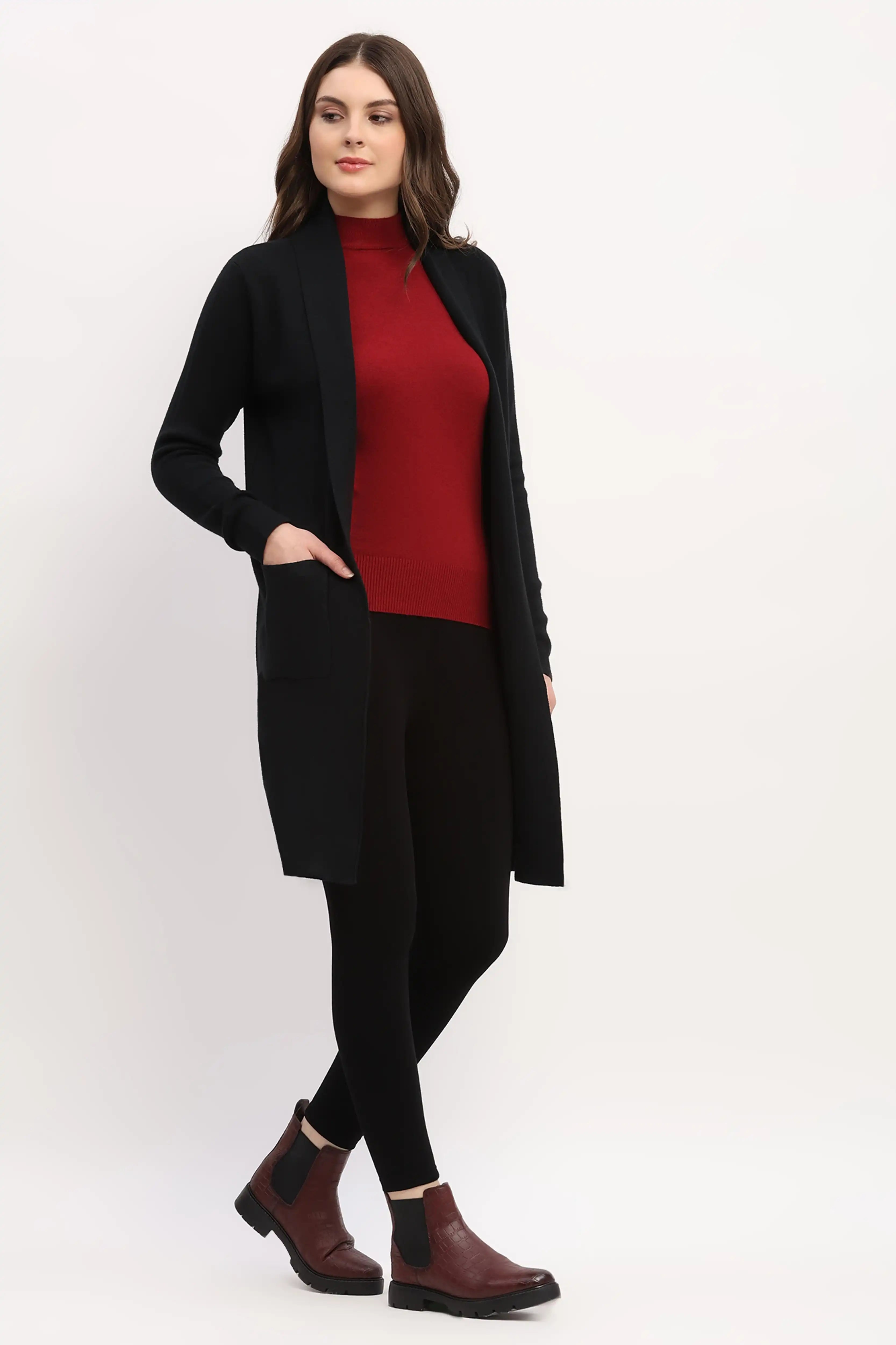 Black Long Winter Shrug