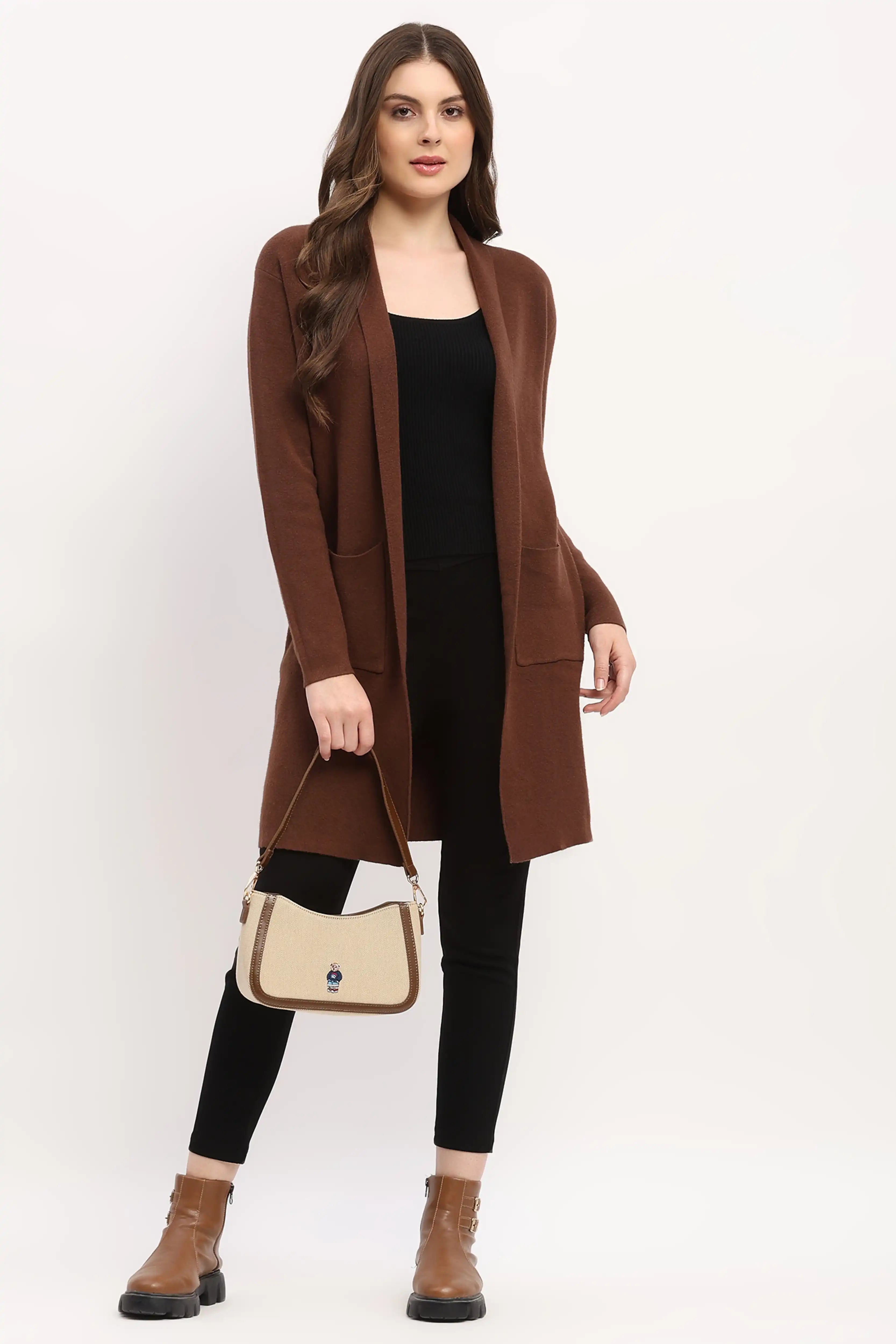 Choco Brown Long Winter Shrug
