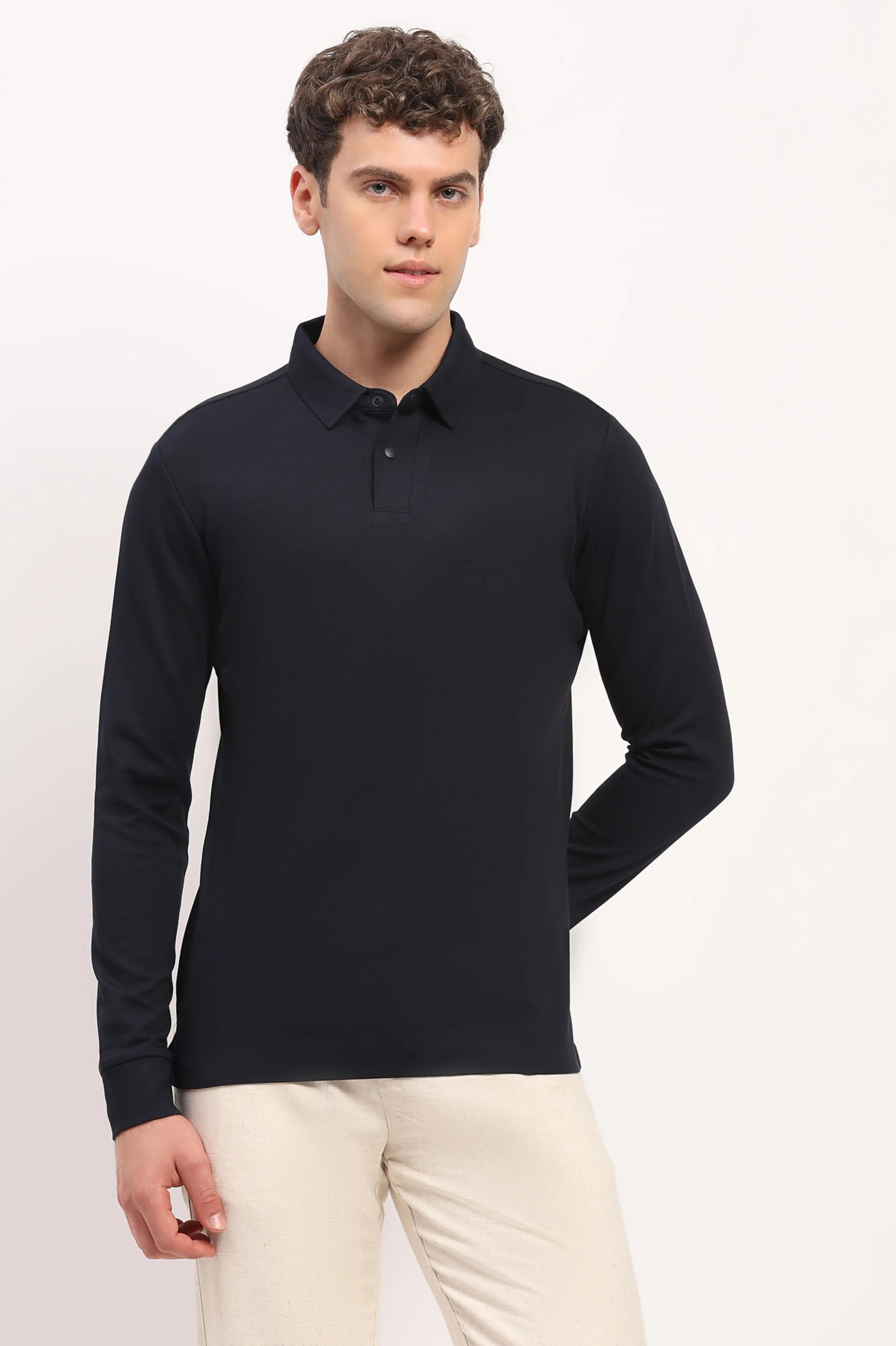 Navy Blue Solid T-Shirt