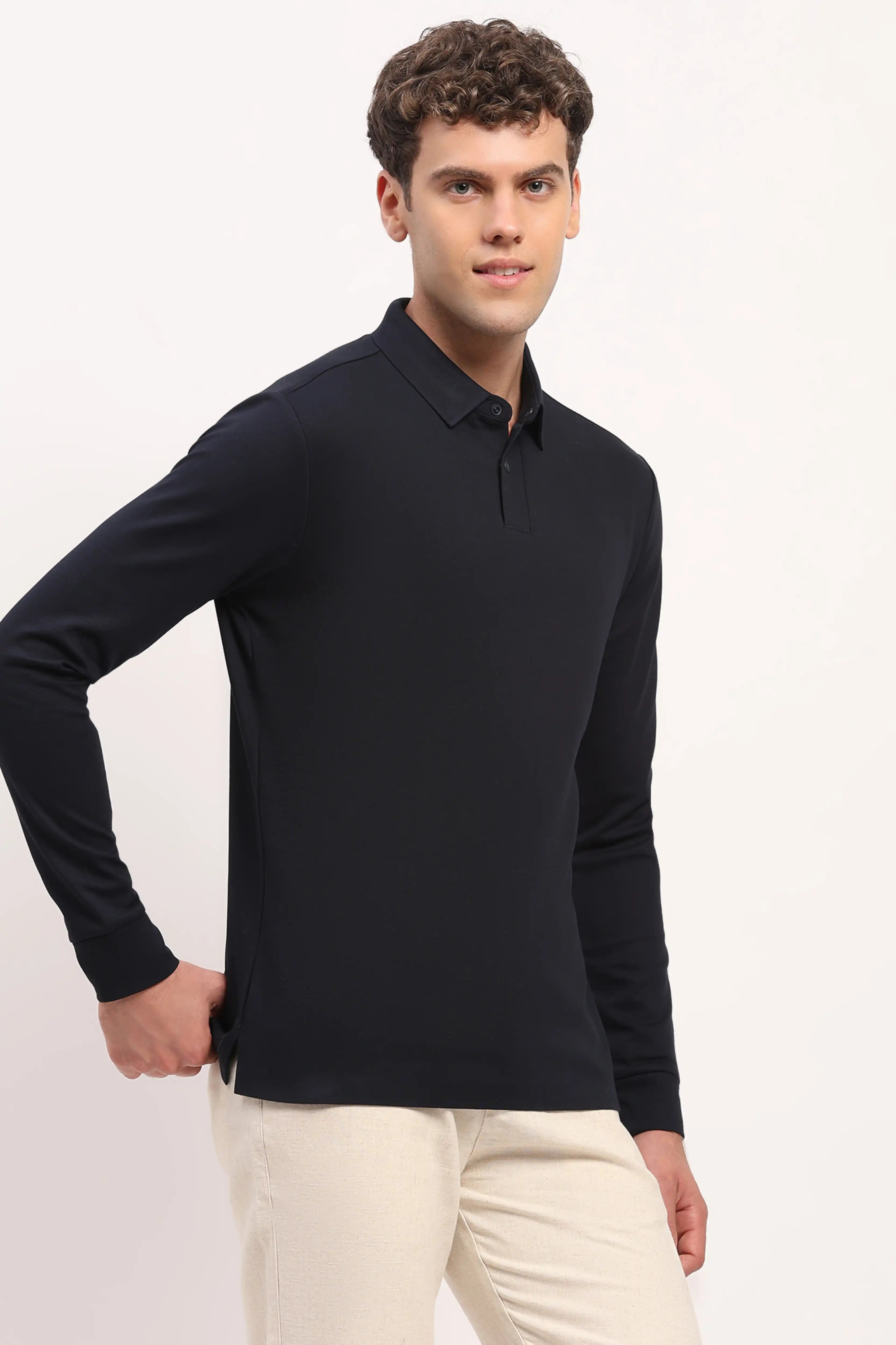 Navy Blue Solid T-Shirt