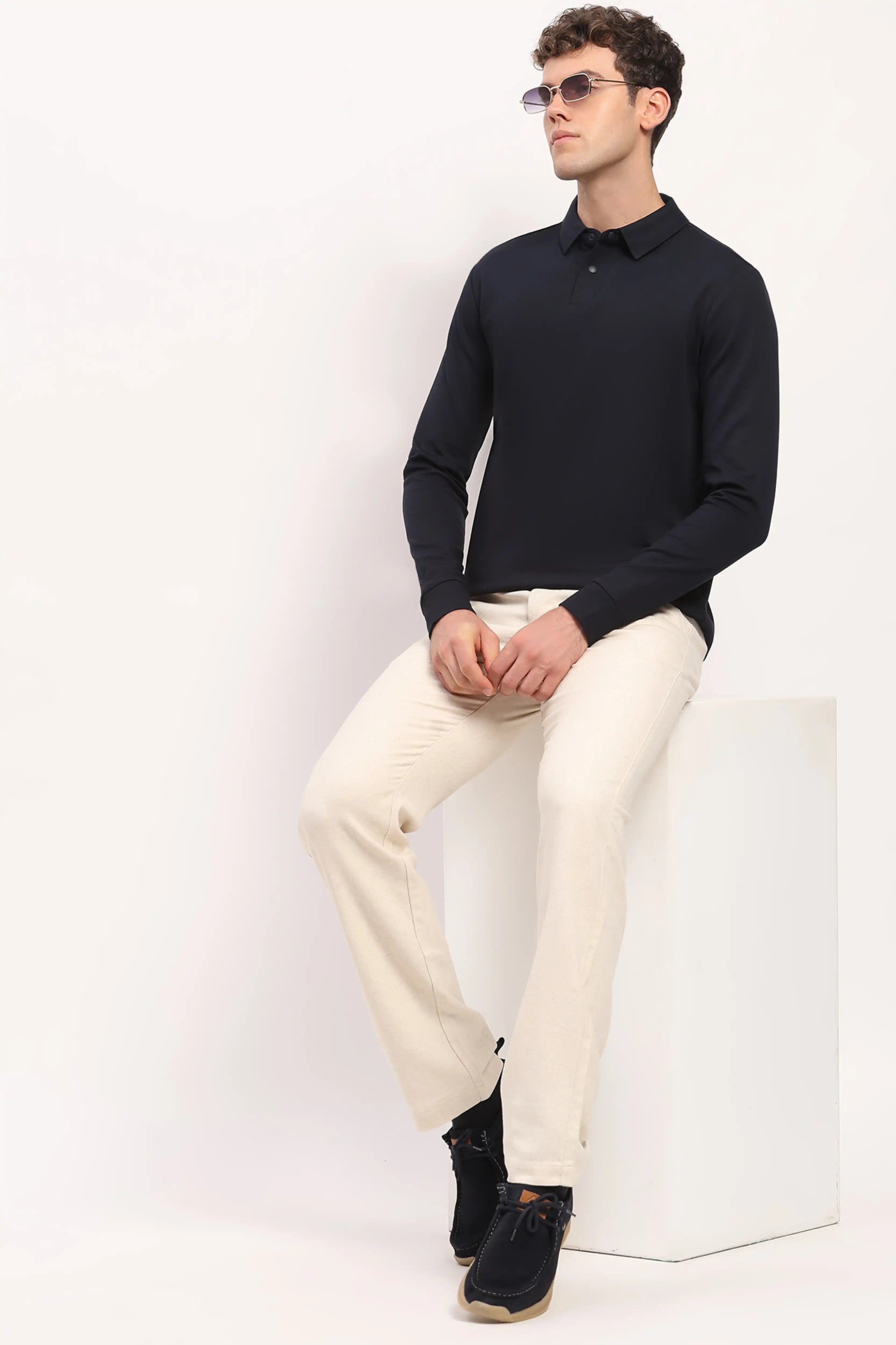 Navy Blue Solid T-Shirt