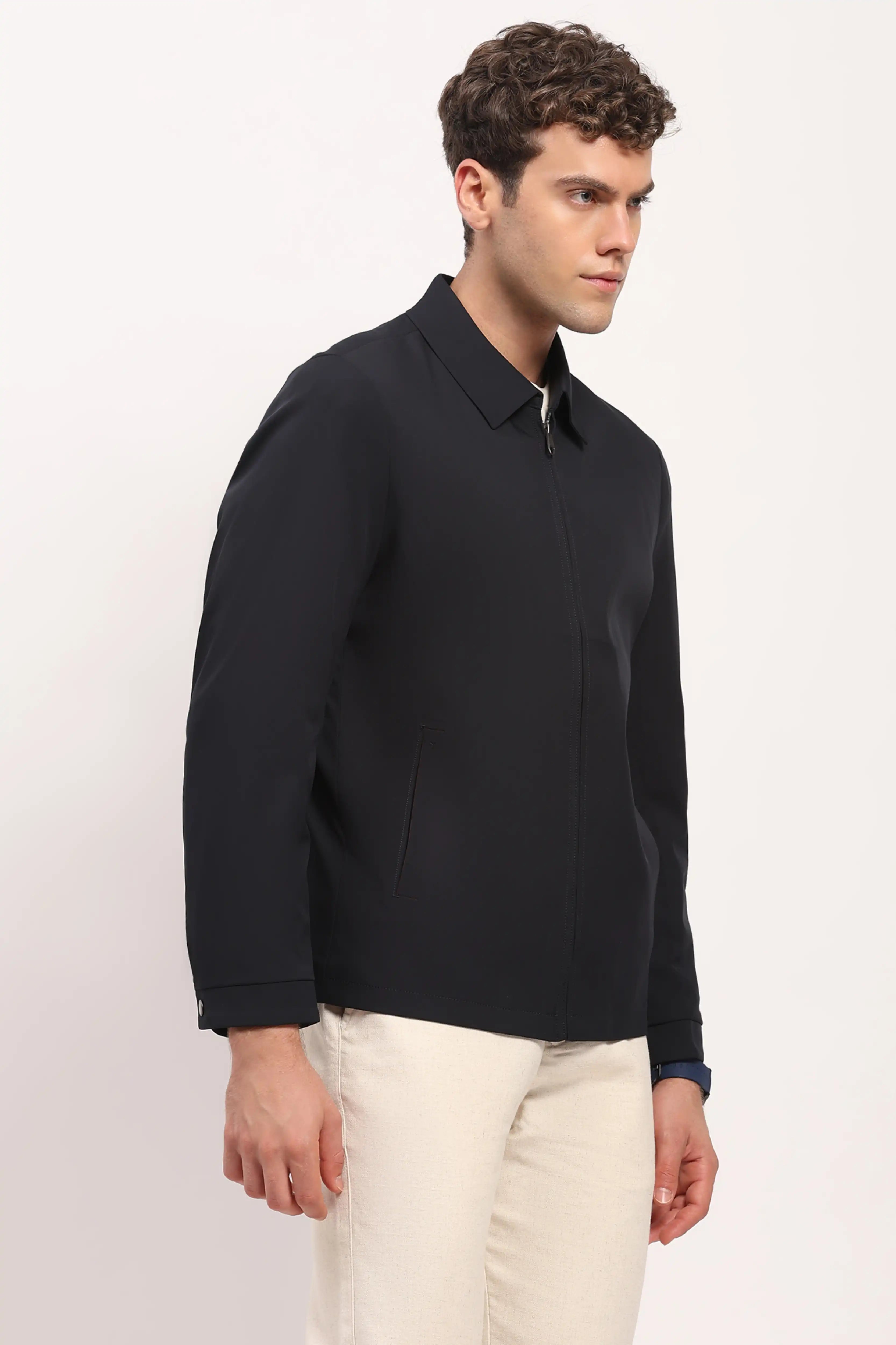 Navy Blue Lightweight Bomber Jacket