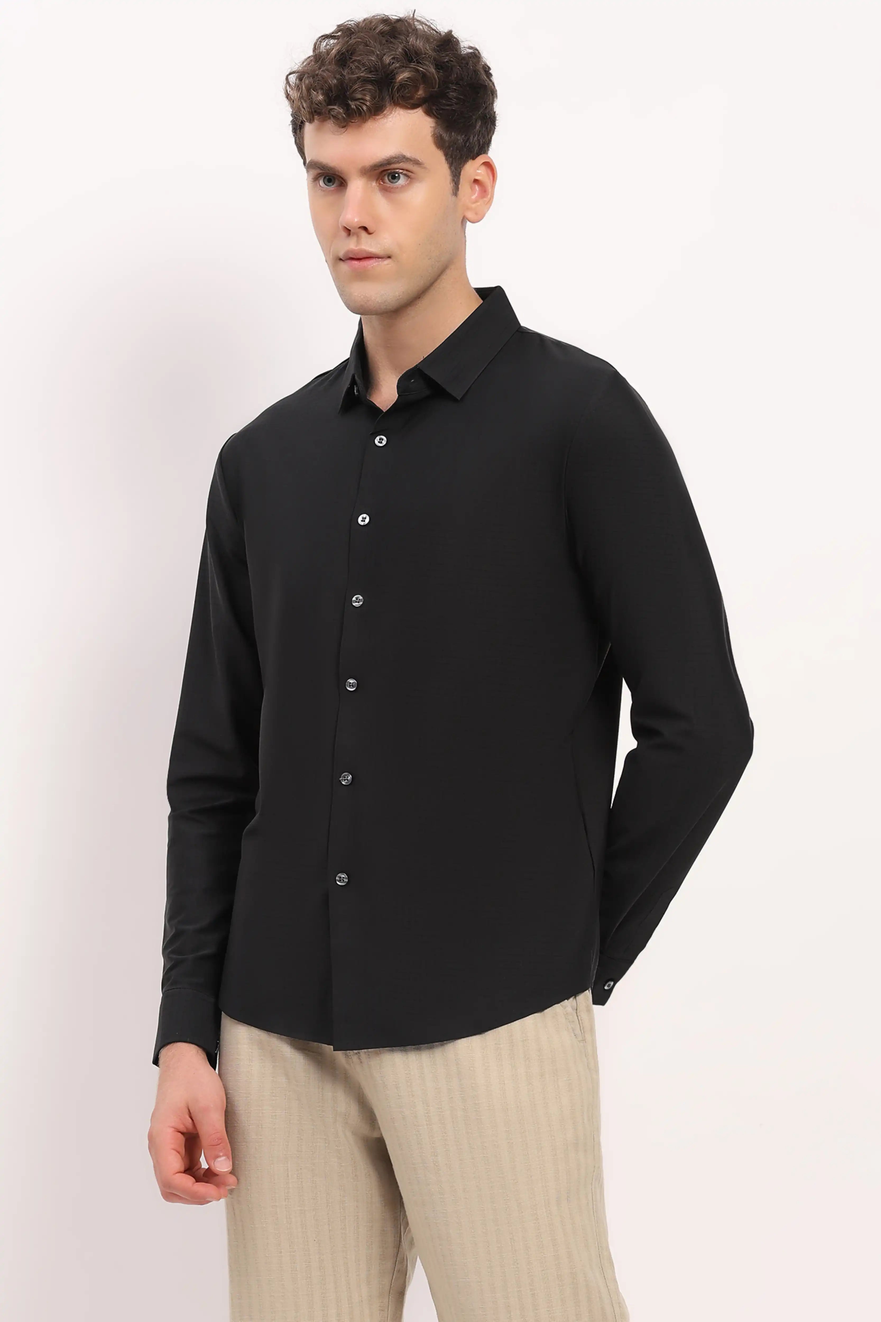 Black Check Stretch Shirt