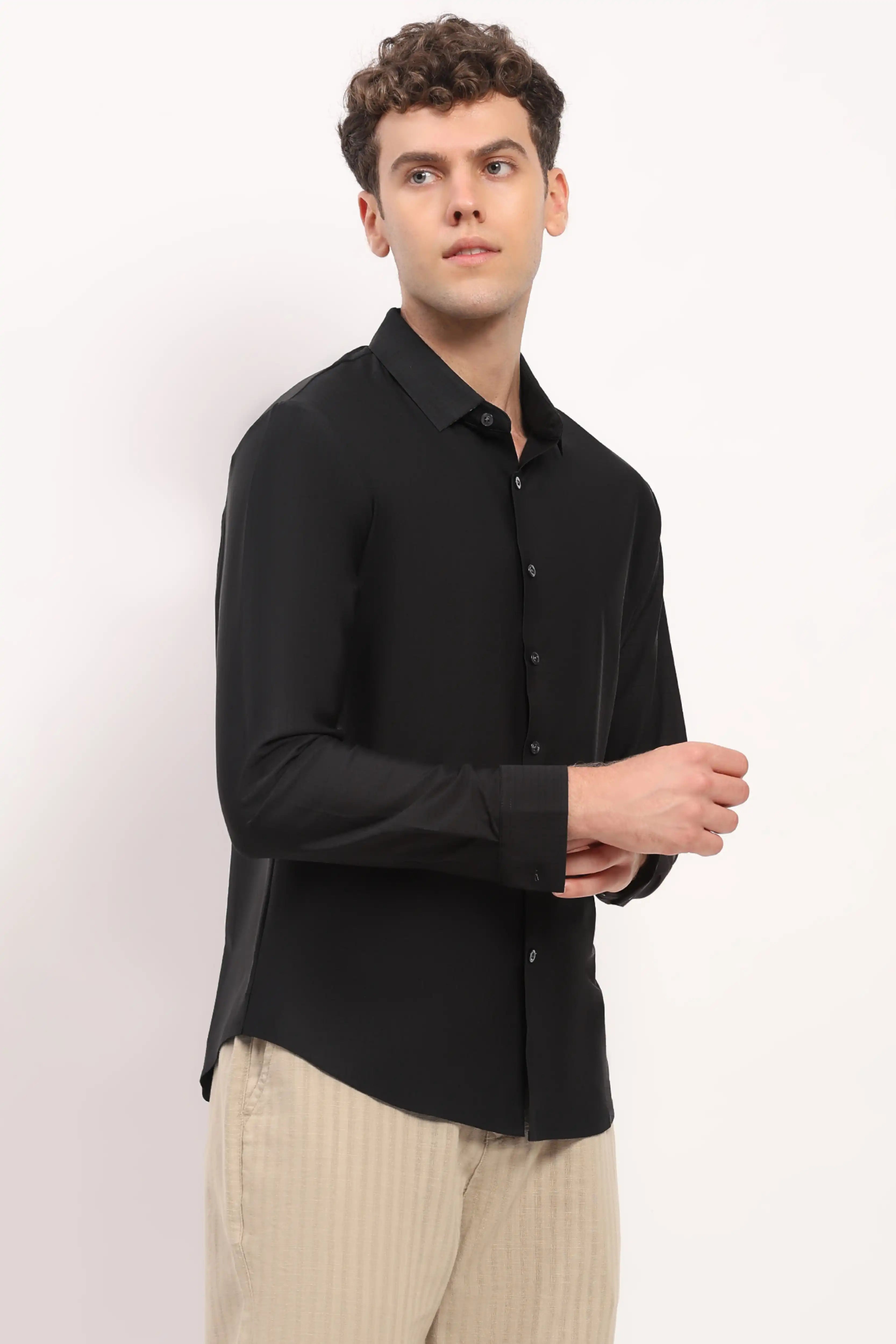 Black Check Stretch Shirt