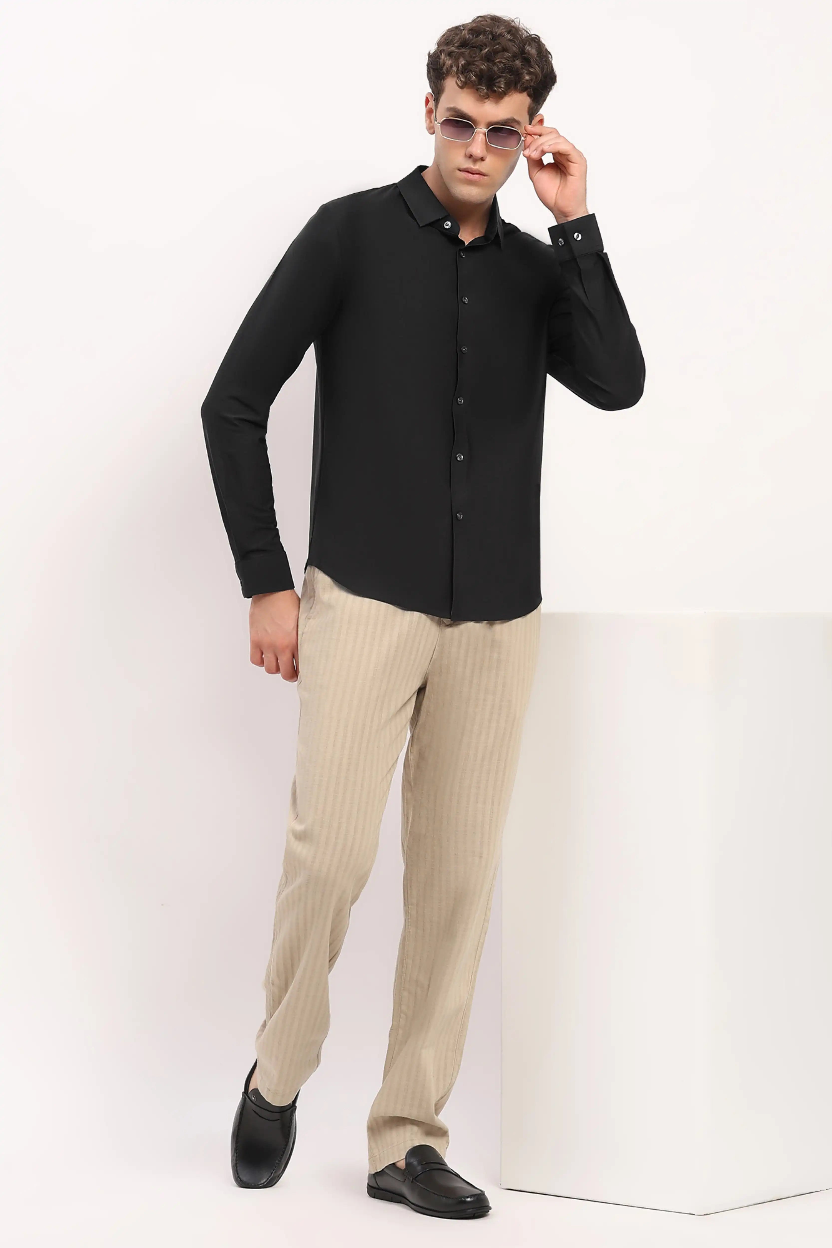 Black Check Stretch Shirt