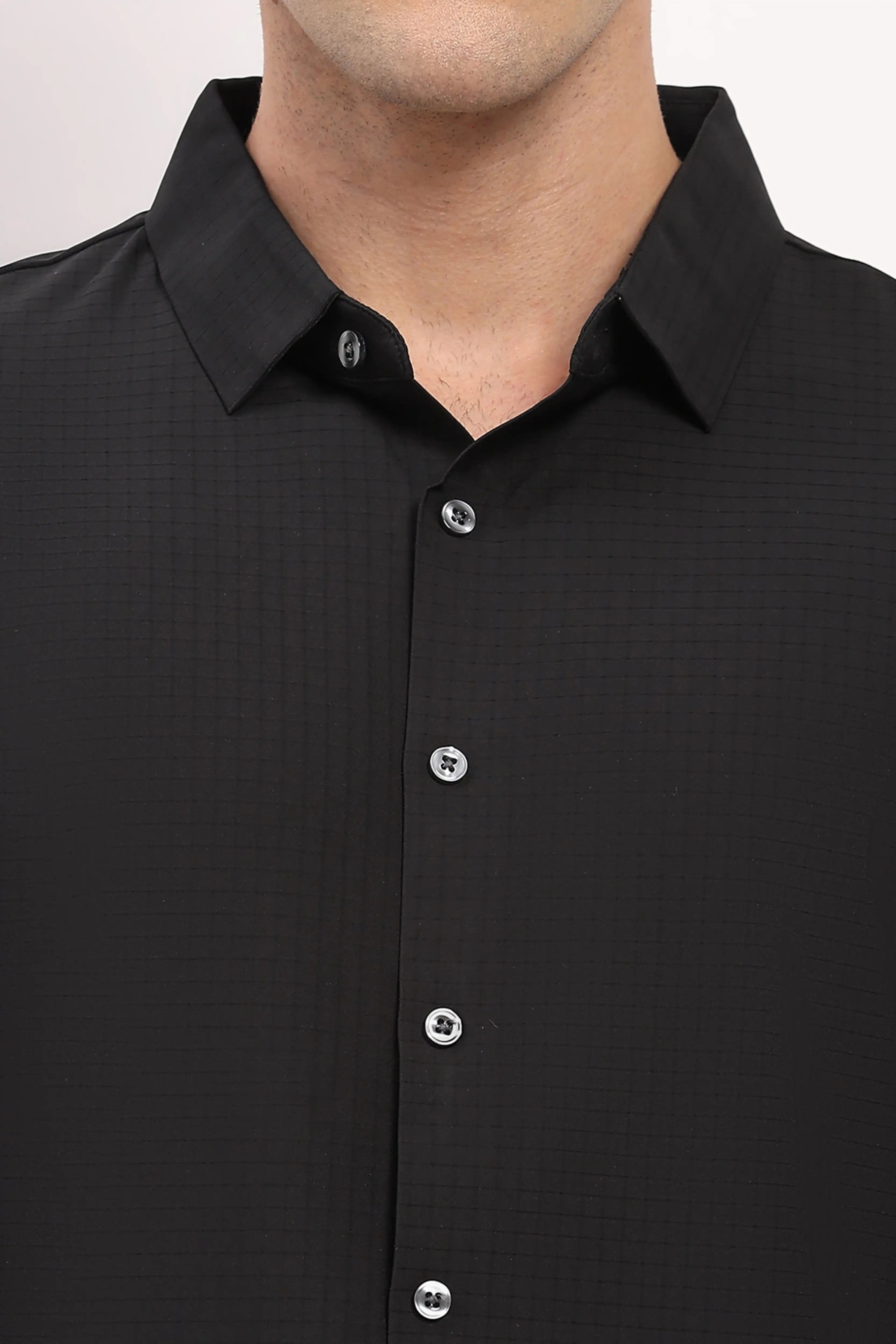 Black Check Stretch Shirt
