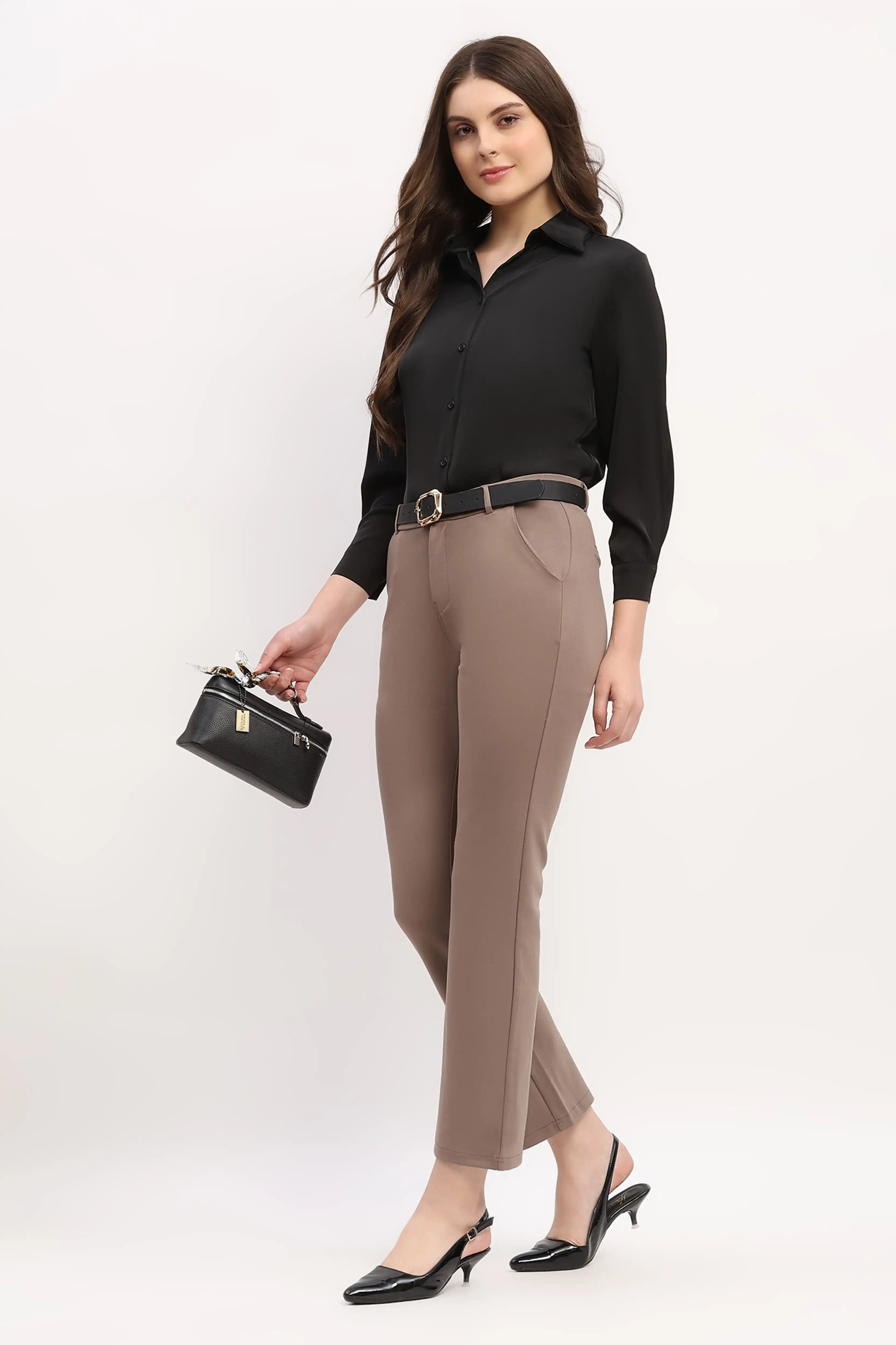 Brown Straight Work Trousers