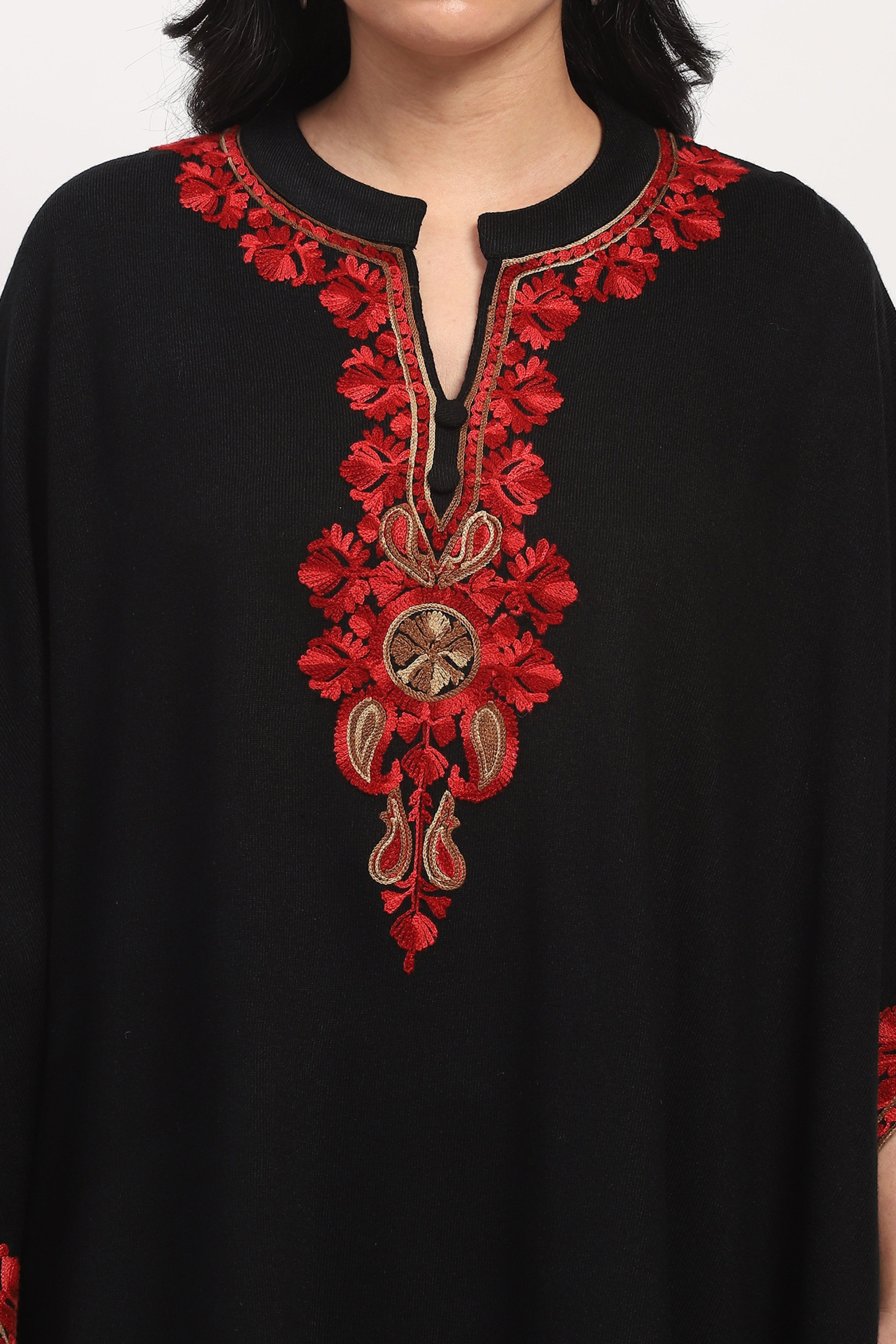 Black Embroidered Ethnic Cape
